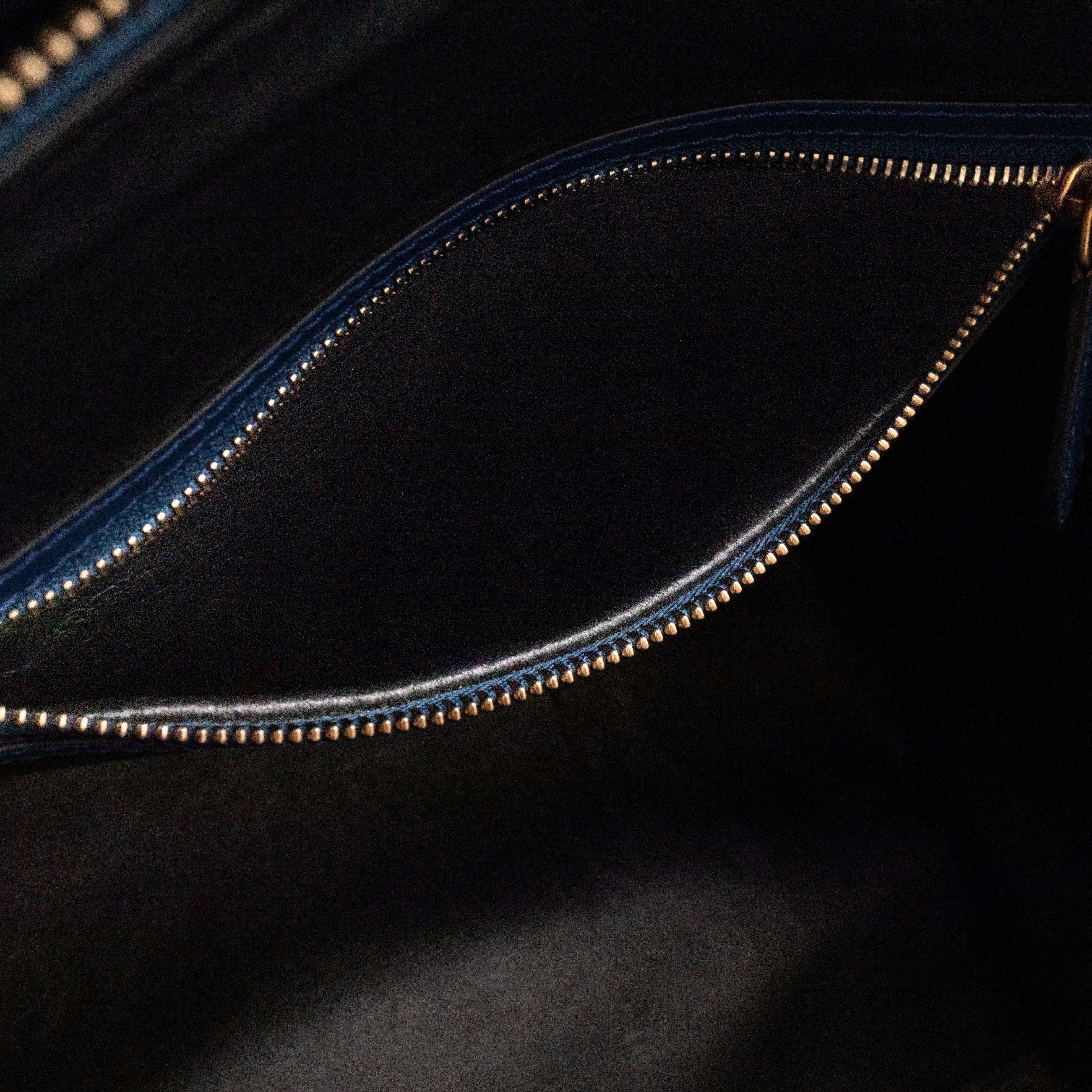 Mini Luggage Blue Leather with Black Handles