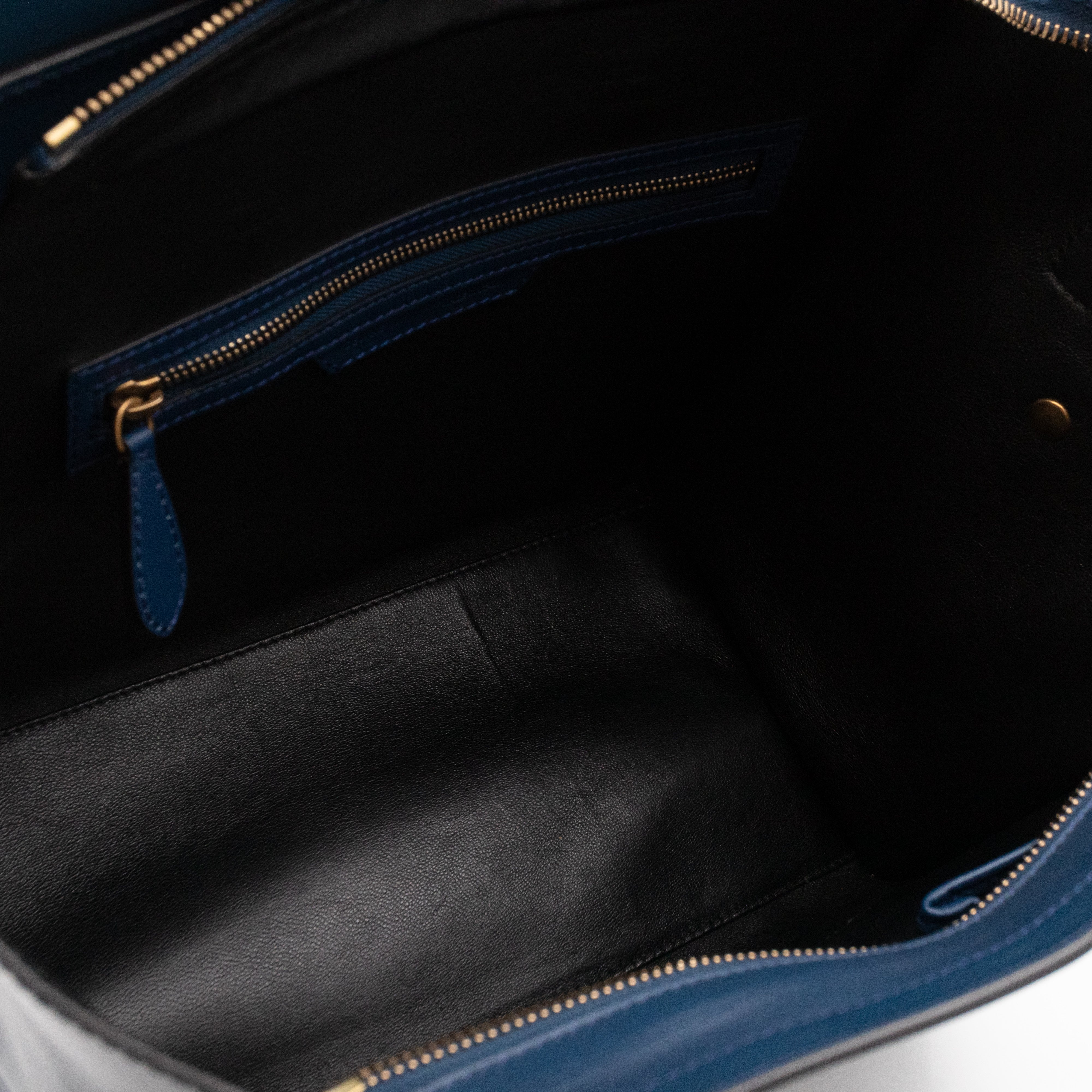 Mini Luggage Blue Leather with Black Handles