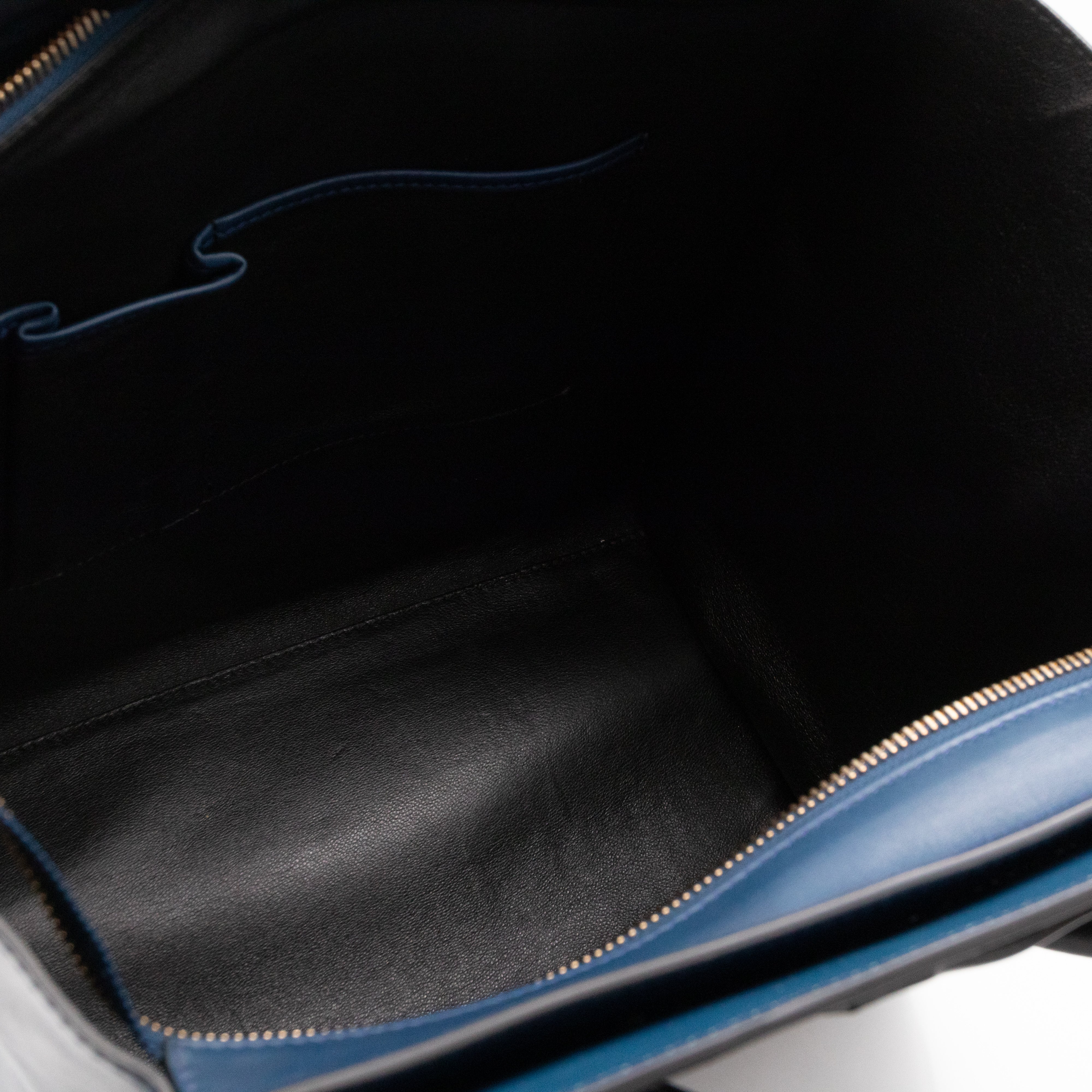 Mini Luggage Blue Leather with Black Handles