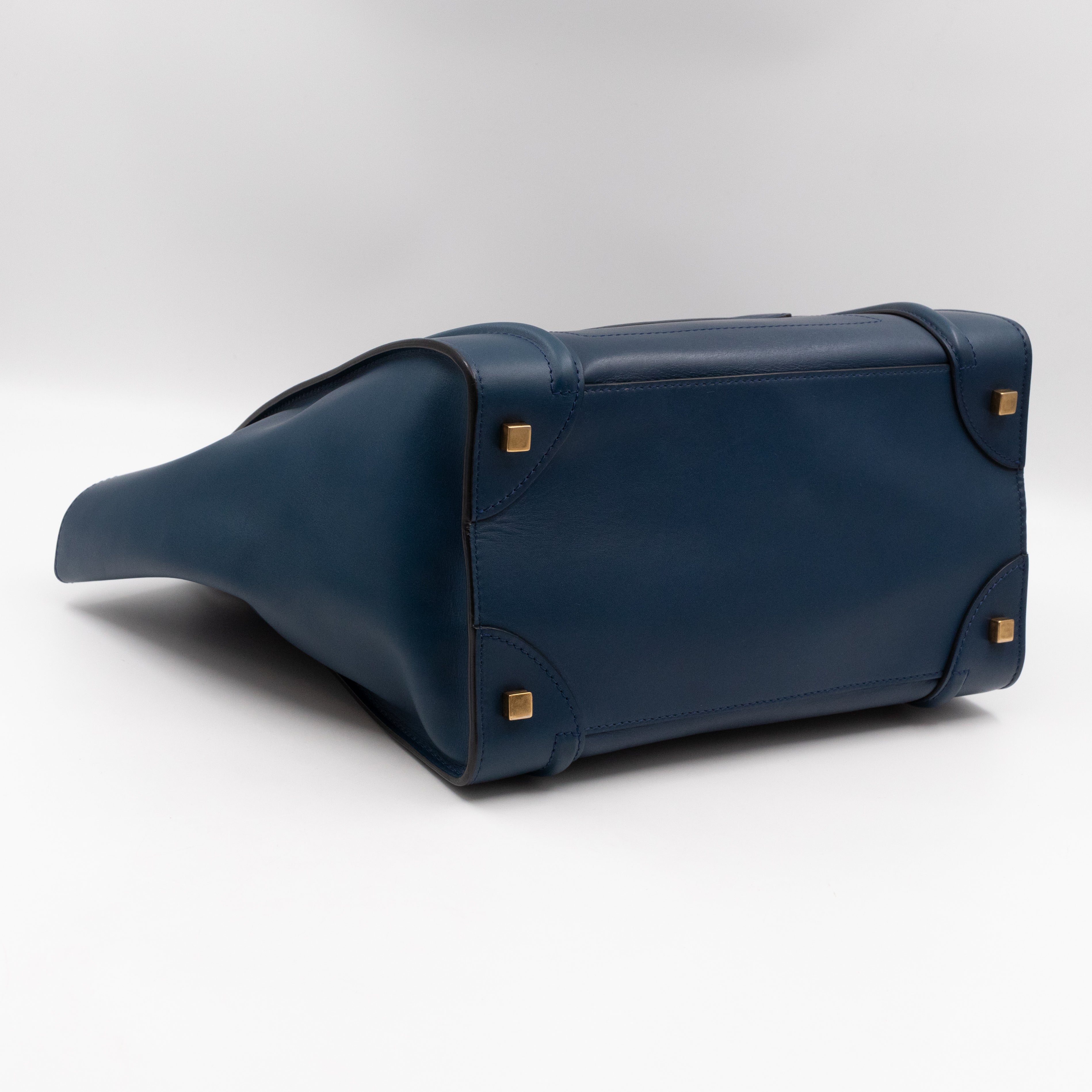 Mini Luggage Blue Leather with Black Handles