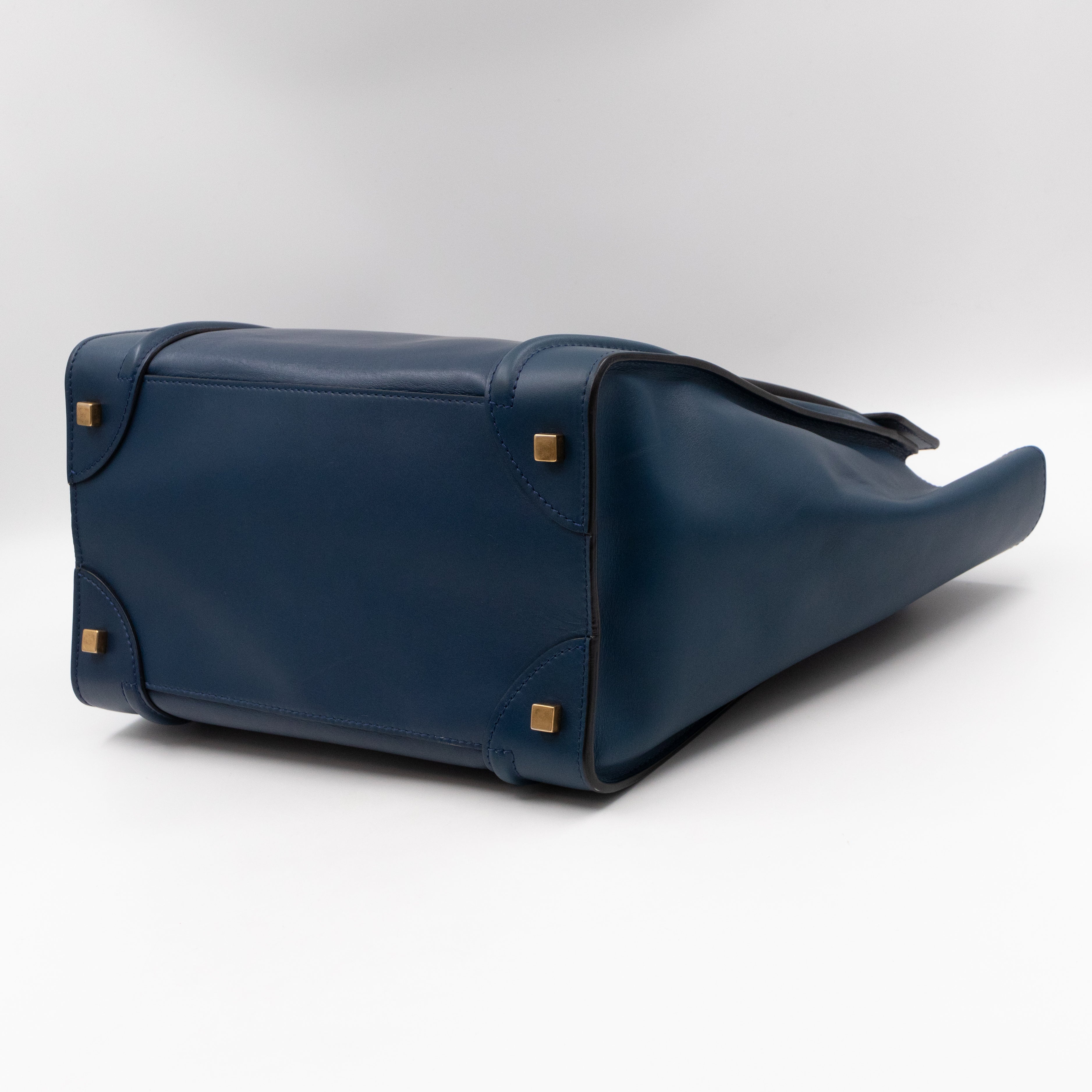 Mini Luggage Blue Leather with Black Handles