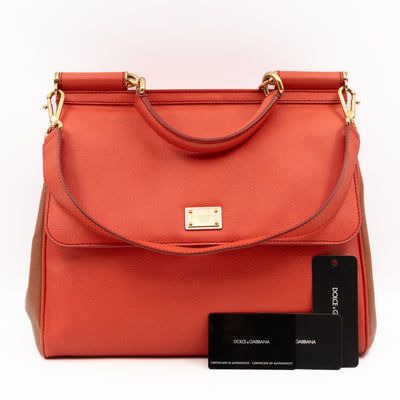 Sicily Large Orange Brown Dauphine Leather