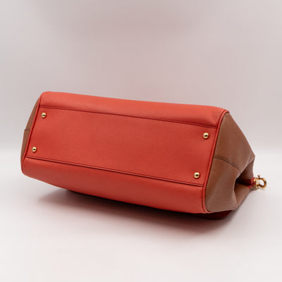 Sicily Large Orange Brown Dauphine Leather