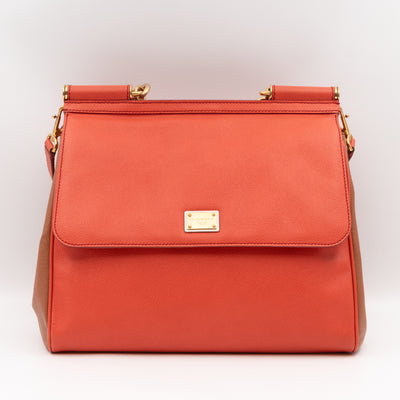 Sicily Large Orange Brown Dauphine Leather