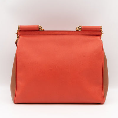 Sicily Large Orange Brown Dauphine Leather