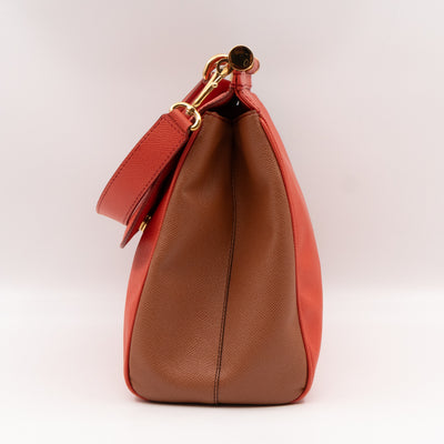 Sicily Large Orange Brown Dauphine Leather