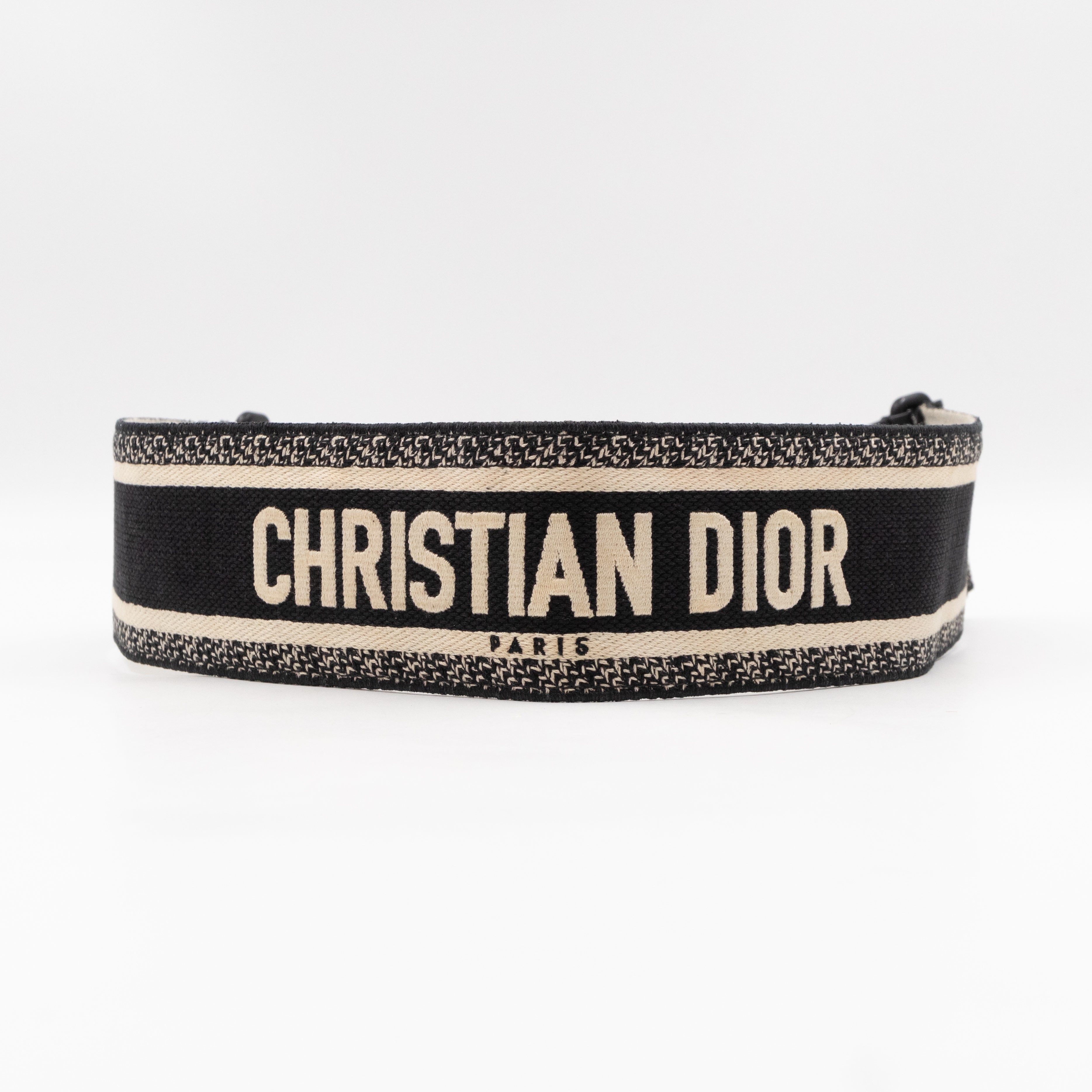 Black Christian Dior Paris Embroidery Strap