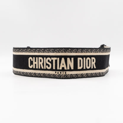 Black Christian Dior Paris Embroidery Strap