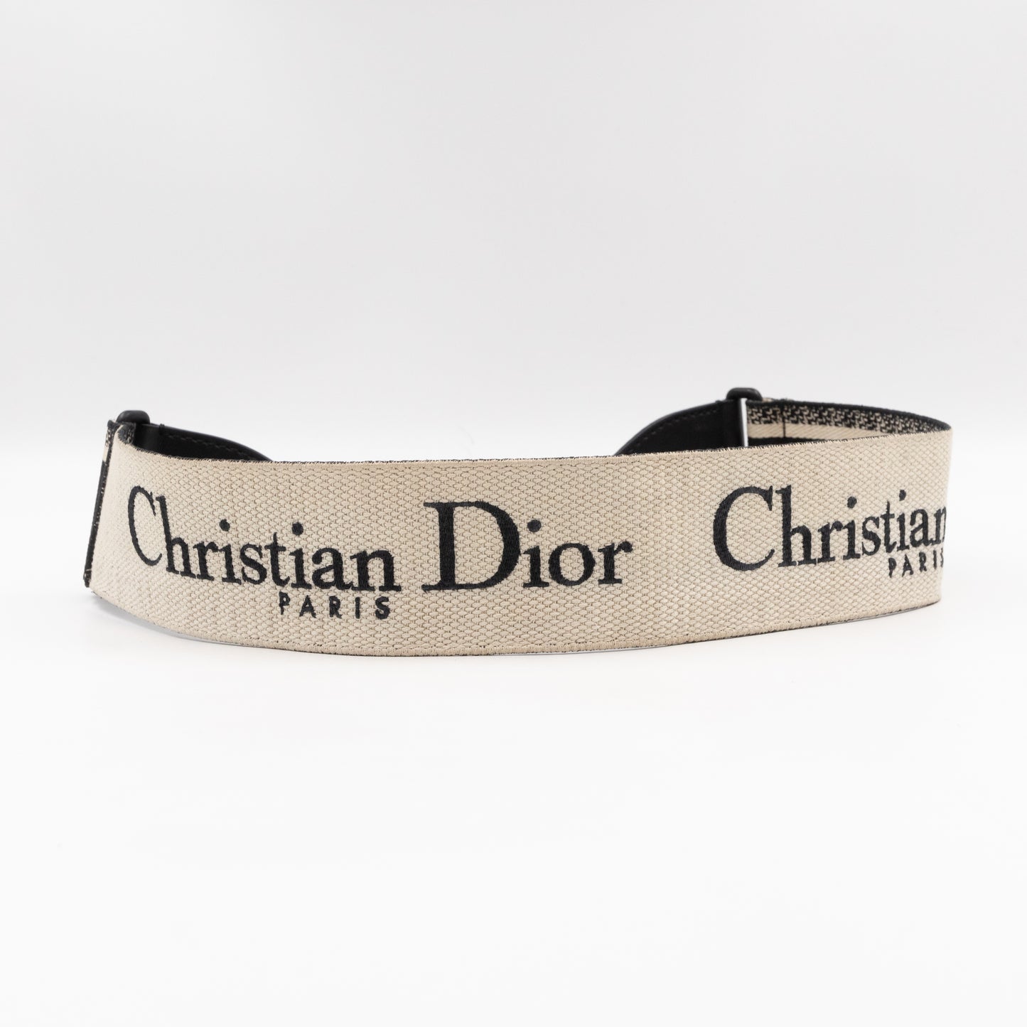 Black Christian Dior Paris Embroidery Strap