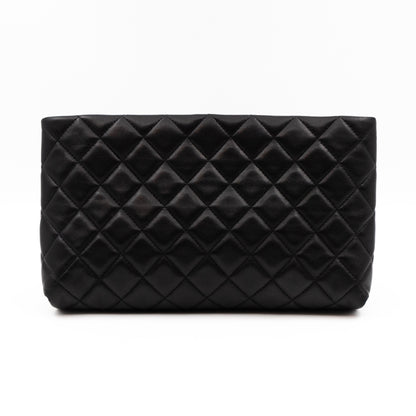 Kiss Lock Clutch Black Quilted Leather