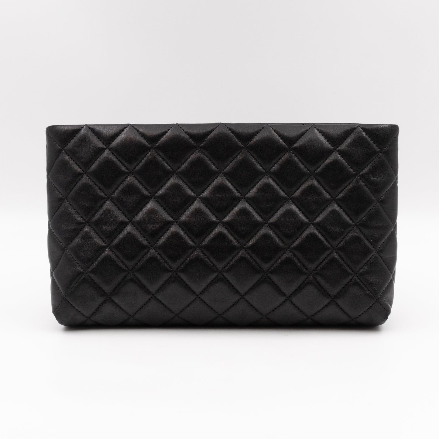 Kiss Lock Clutch Black Quilted Leather