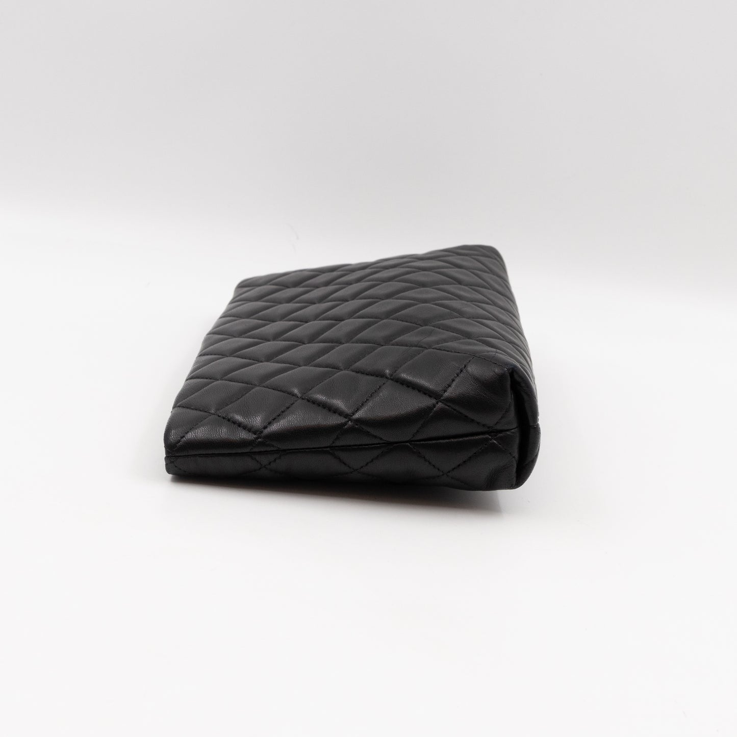 Kiss Lock Clutch Black Quilted Leather