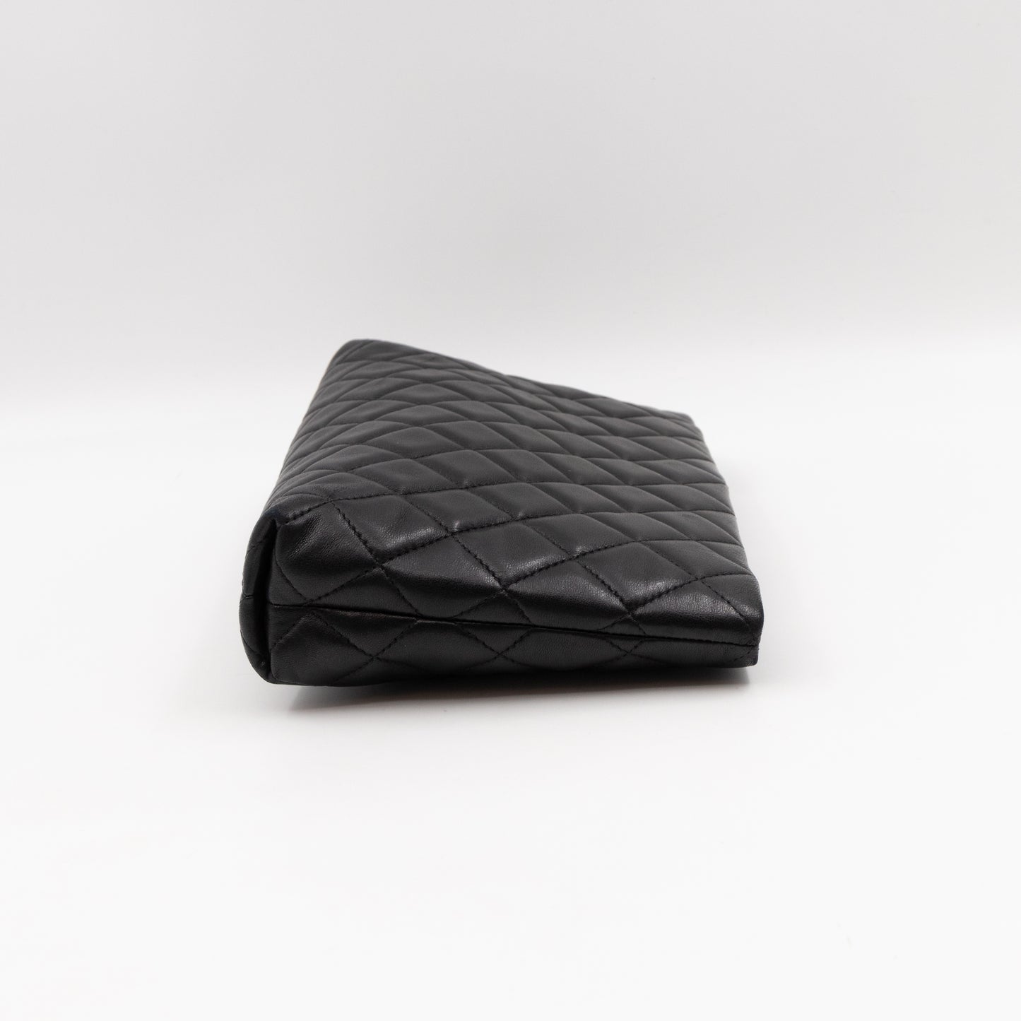 Kiss Lock Clutch Black Quilted Leather