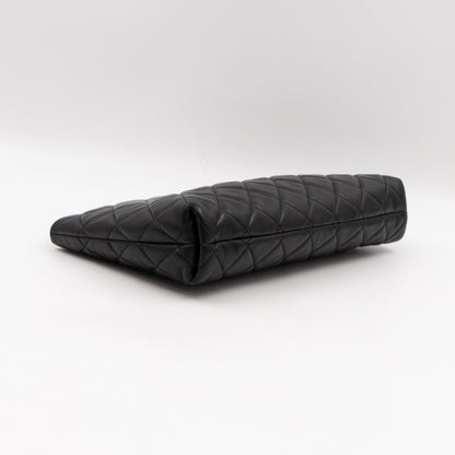 Kiss Lock Clutch Black Quilted Leather