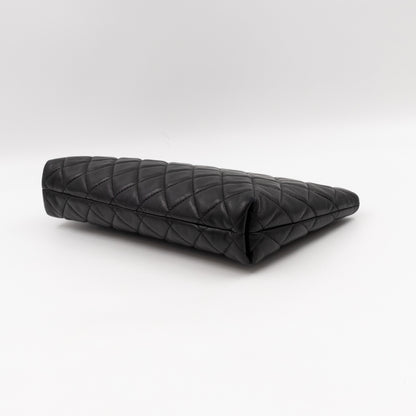 Kiss Lock Clutch Black Quilted Leather