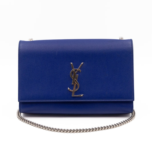 Kate Medium Satchel Blue Grained Leather