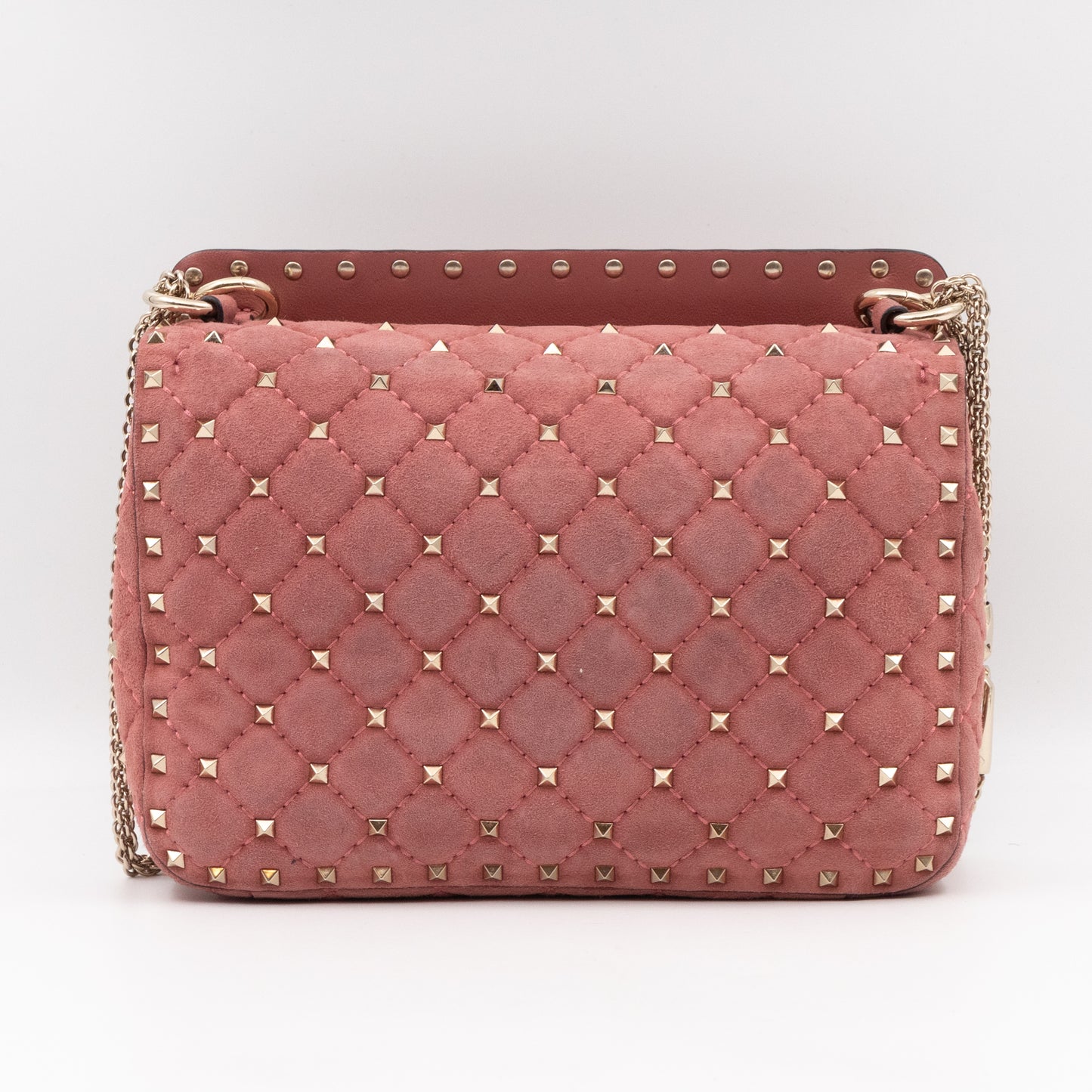 Rockstud Spike Medium Shoulder Bag Antique Rose Suede