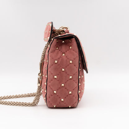 Rockstud Spike Medium Shoulder Bag Antique Rose Suede