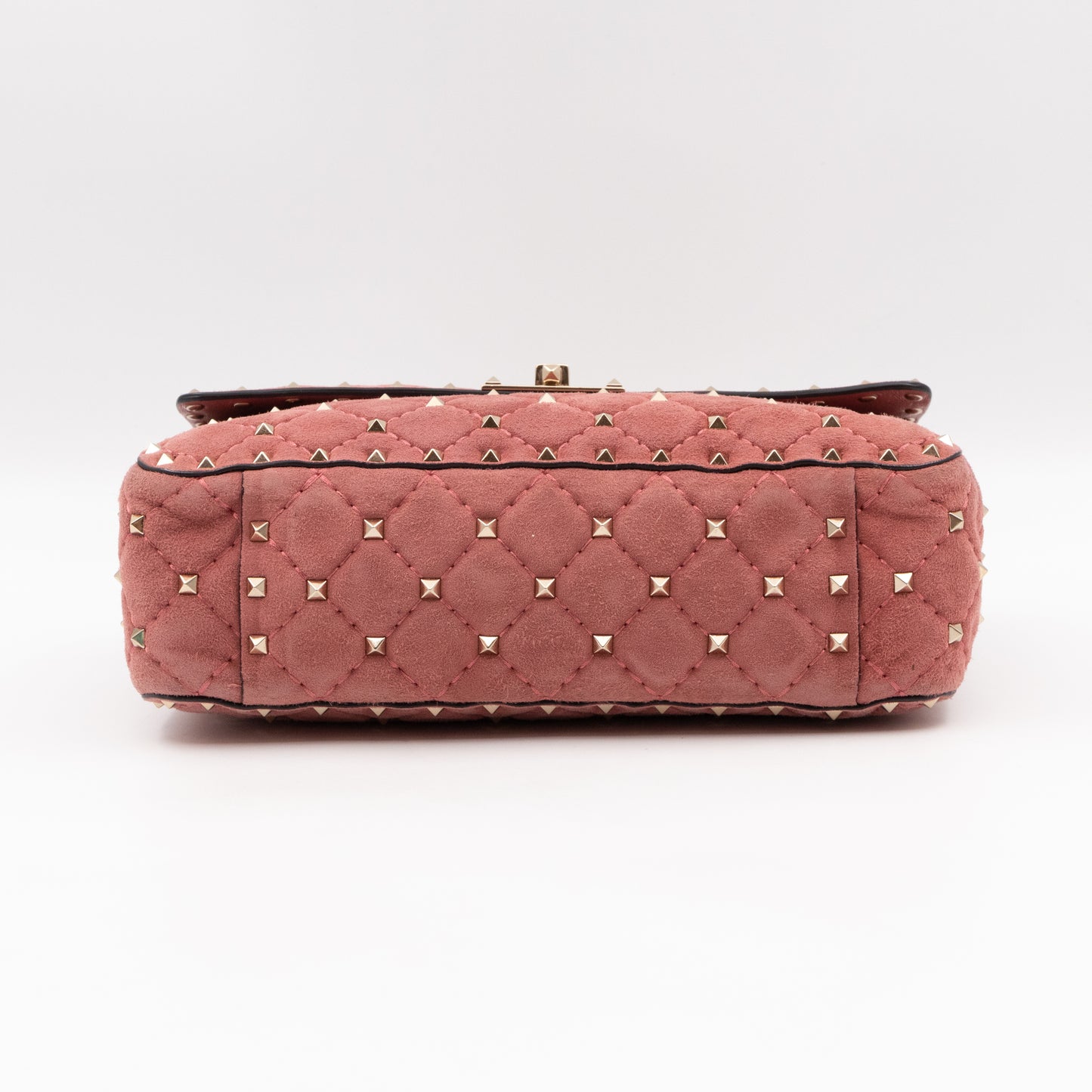 Rockstud Spike Medium Shoulder Bag Antique Rose Suede