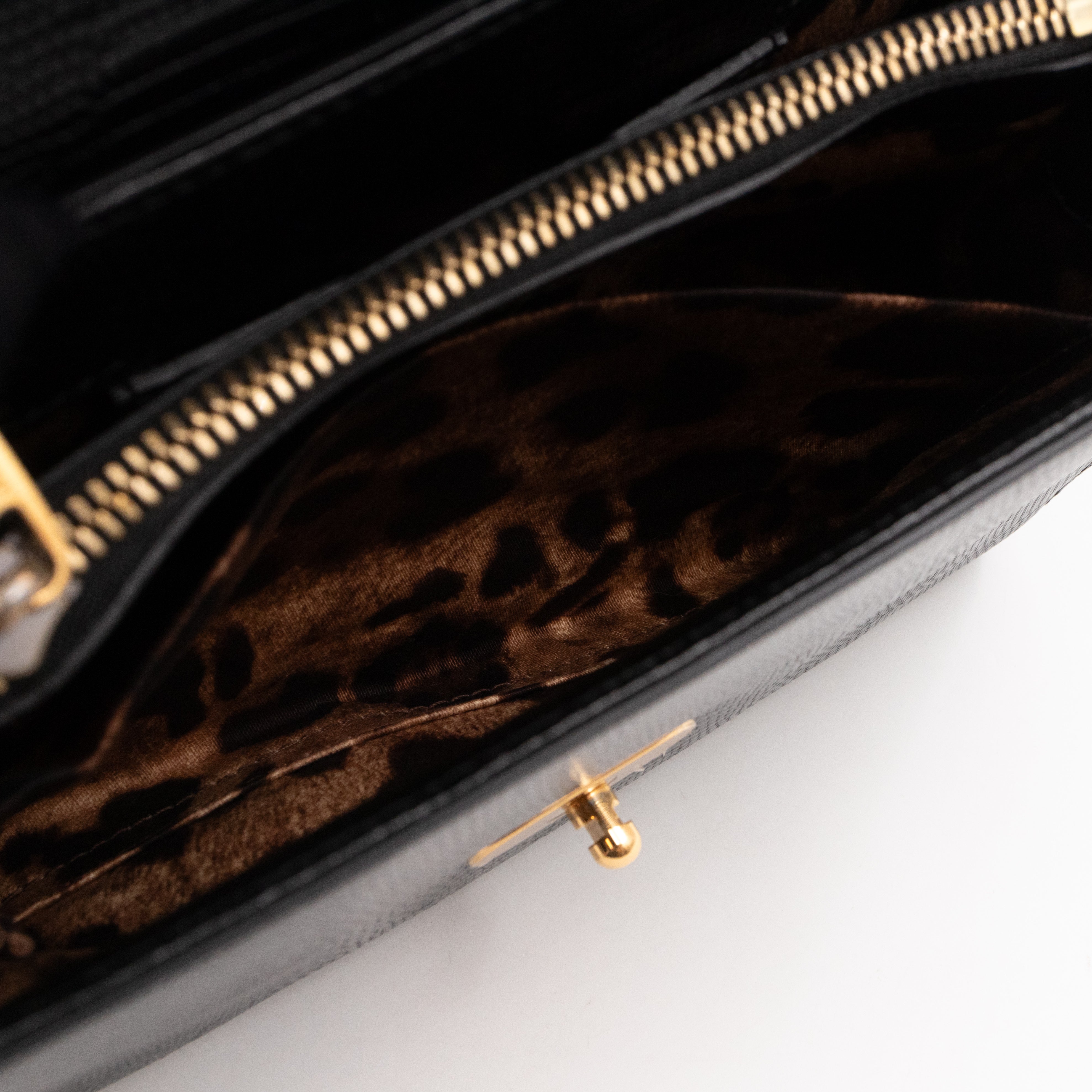 Welcome Shoulder Bag Black Lizard Embossed Leather