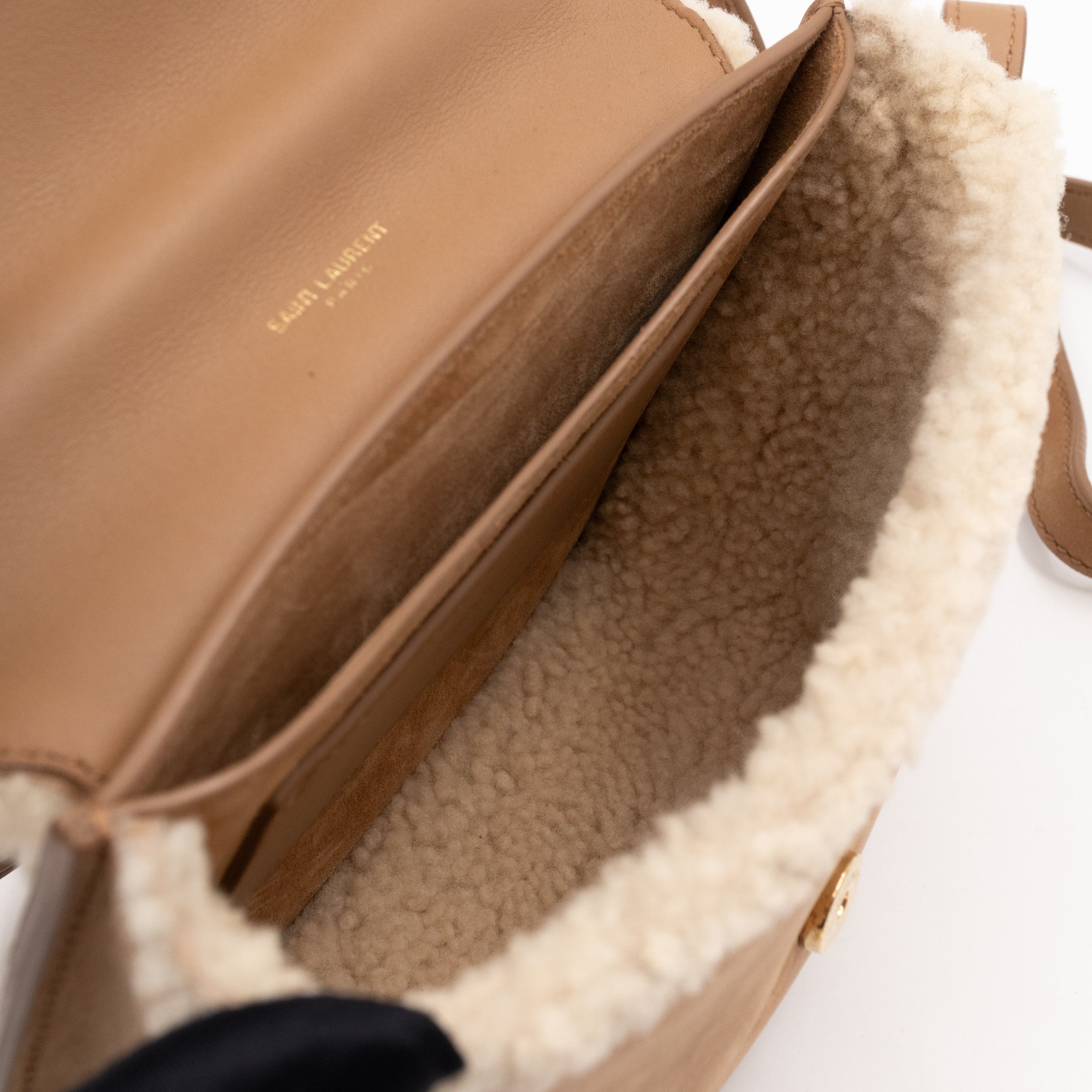 Kaia Small Shoulder Bag Tan Suede Natural Shearling