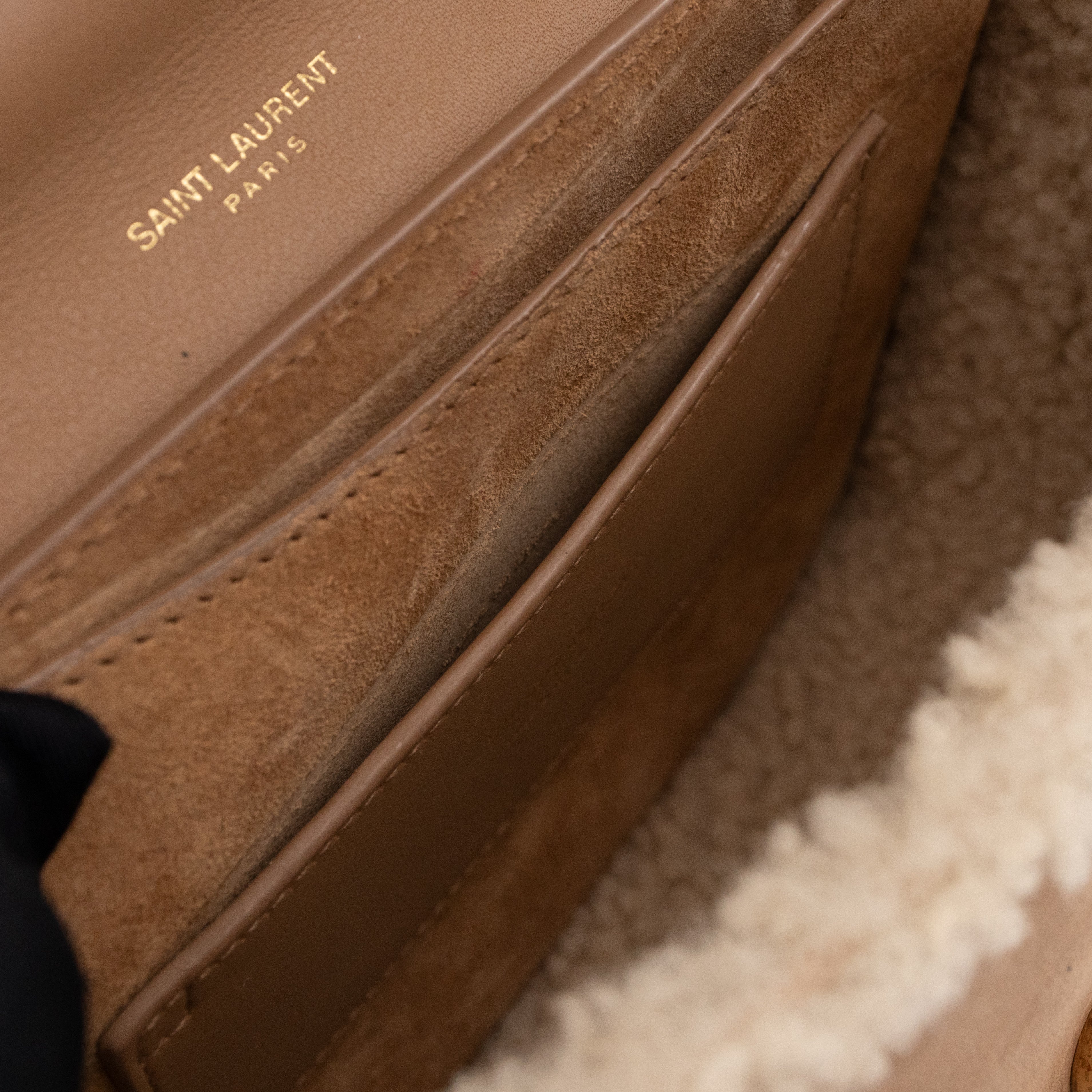 Kaia Small Shoulder Bag Tan Suede Natural Shearling