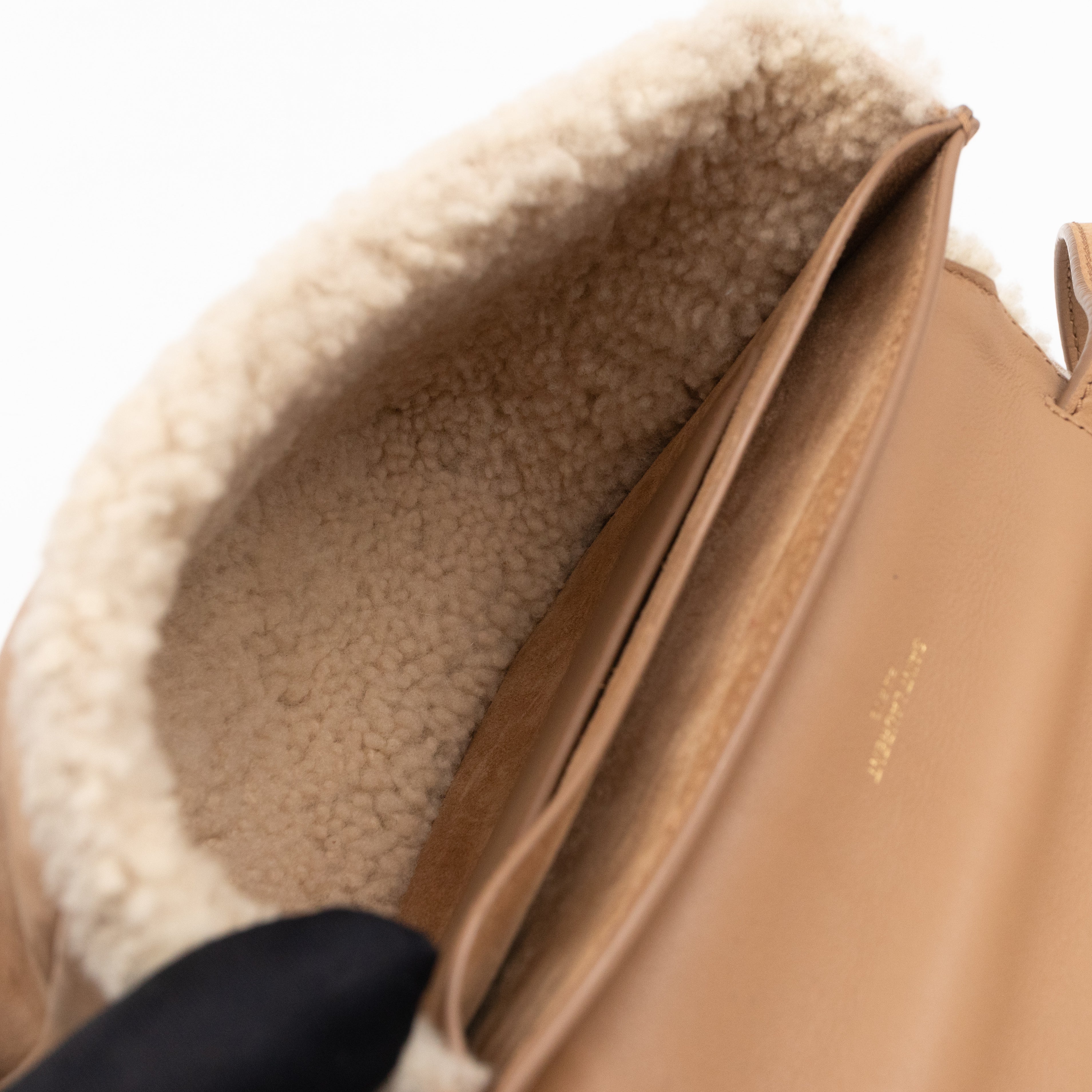 Kaia Small Shoulder Bag Tan Suede Natural Shearling