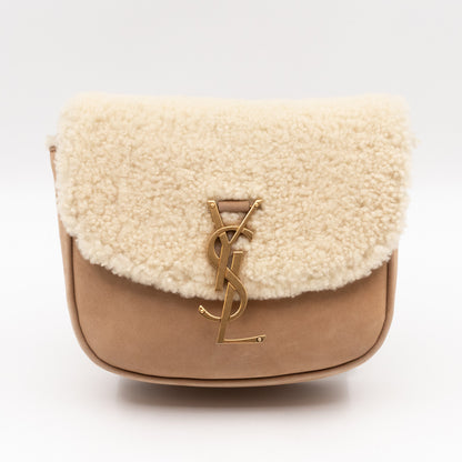 Kaia Small Shoulder Bag Tan Suede Natural Shearling