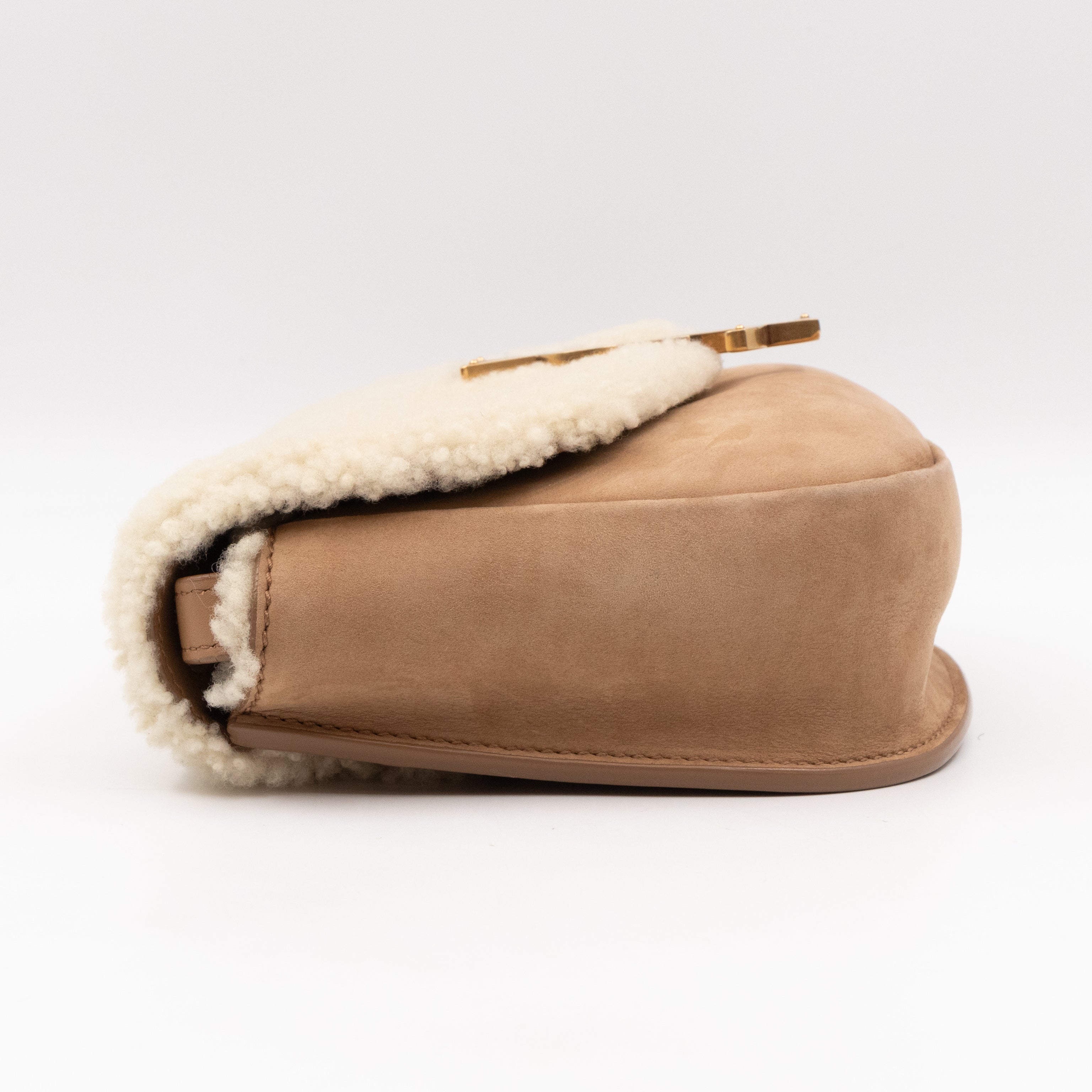 Kaia Small Shoulder Bag Tan Suede Natural Shearling