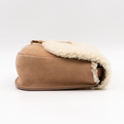 Kaia Small Shoulder Bag Tan Suede Natural Shearling