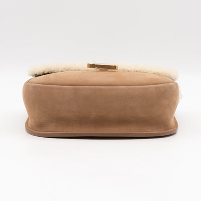 Kaia Small Shoulder Bag Tan Suede Natural Shearling