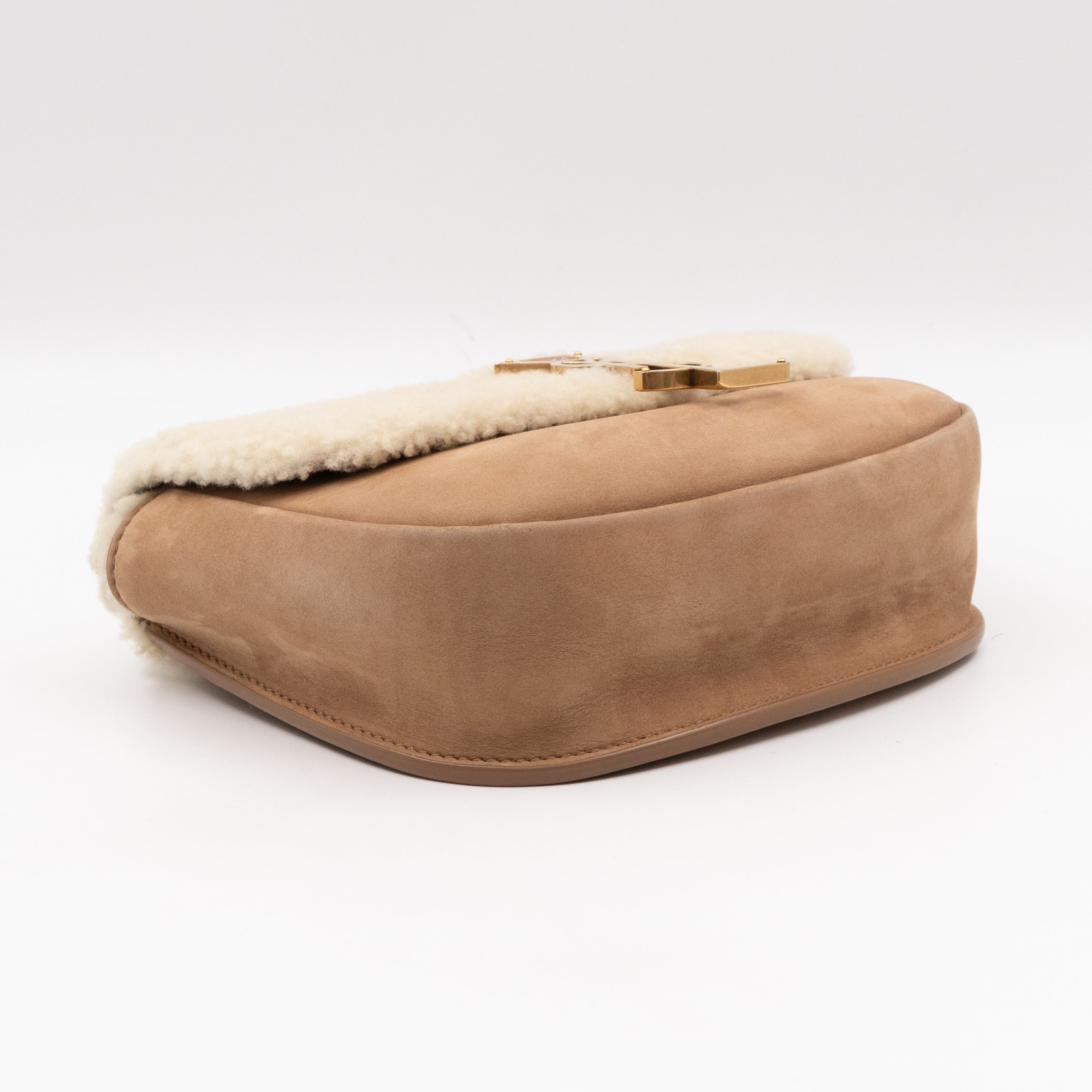 Kaia Small Shoulder Bag Tan Suede Natural Shearling