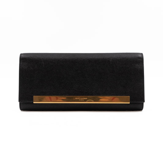 Lutetia Flap Clutch Black Glossy Calfskin