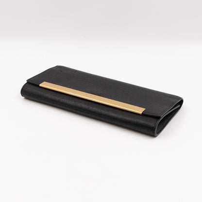 Lutetia Flap Clutch Black Glossy Calfskin