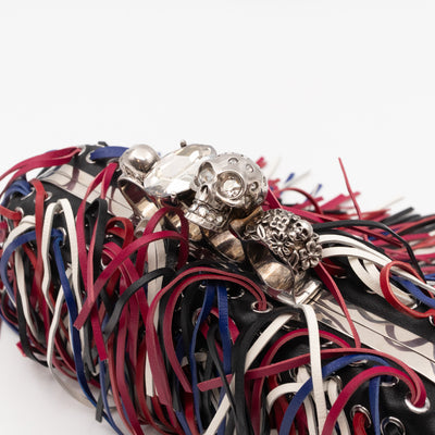 Long Skull Knuckle Clutch Fringed Four-ring