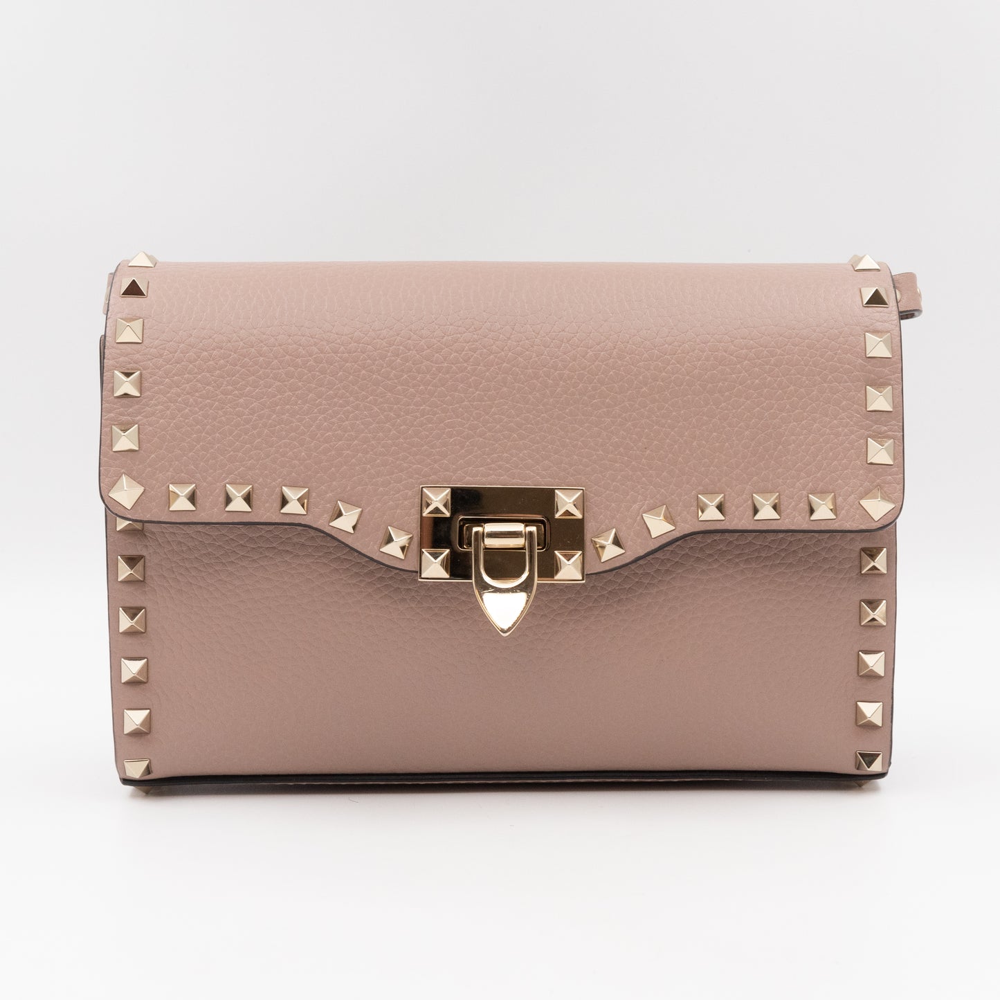 Small Rockstud Flip Lock Crossbody Bag Poudre Grainy Calfskin