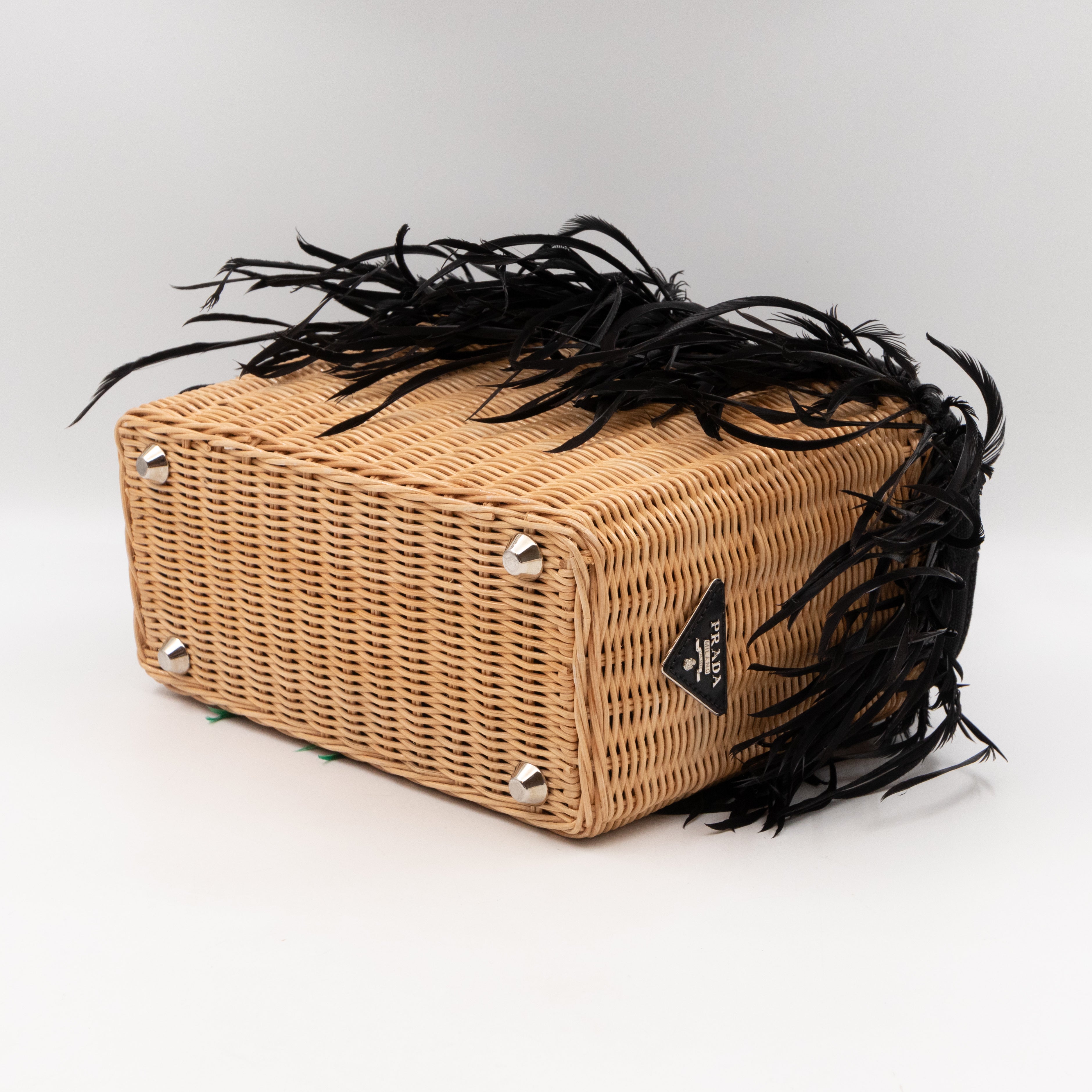 Convertible Fringe Basket Bag Small Natural Wicker Woven Straw