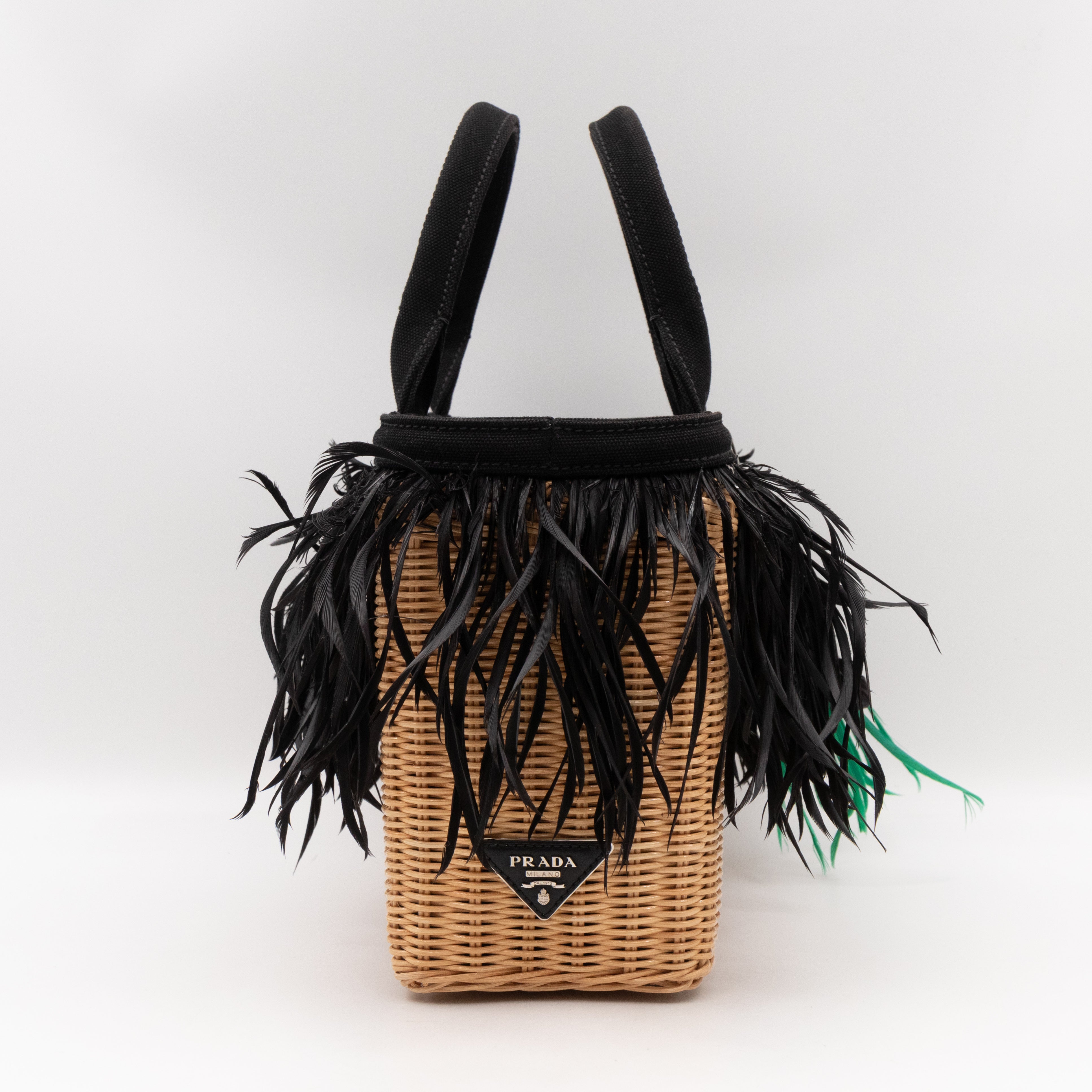 Convertible Fringe Basket Bag Small Natural Wicker Woven Straw