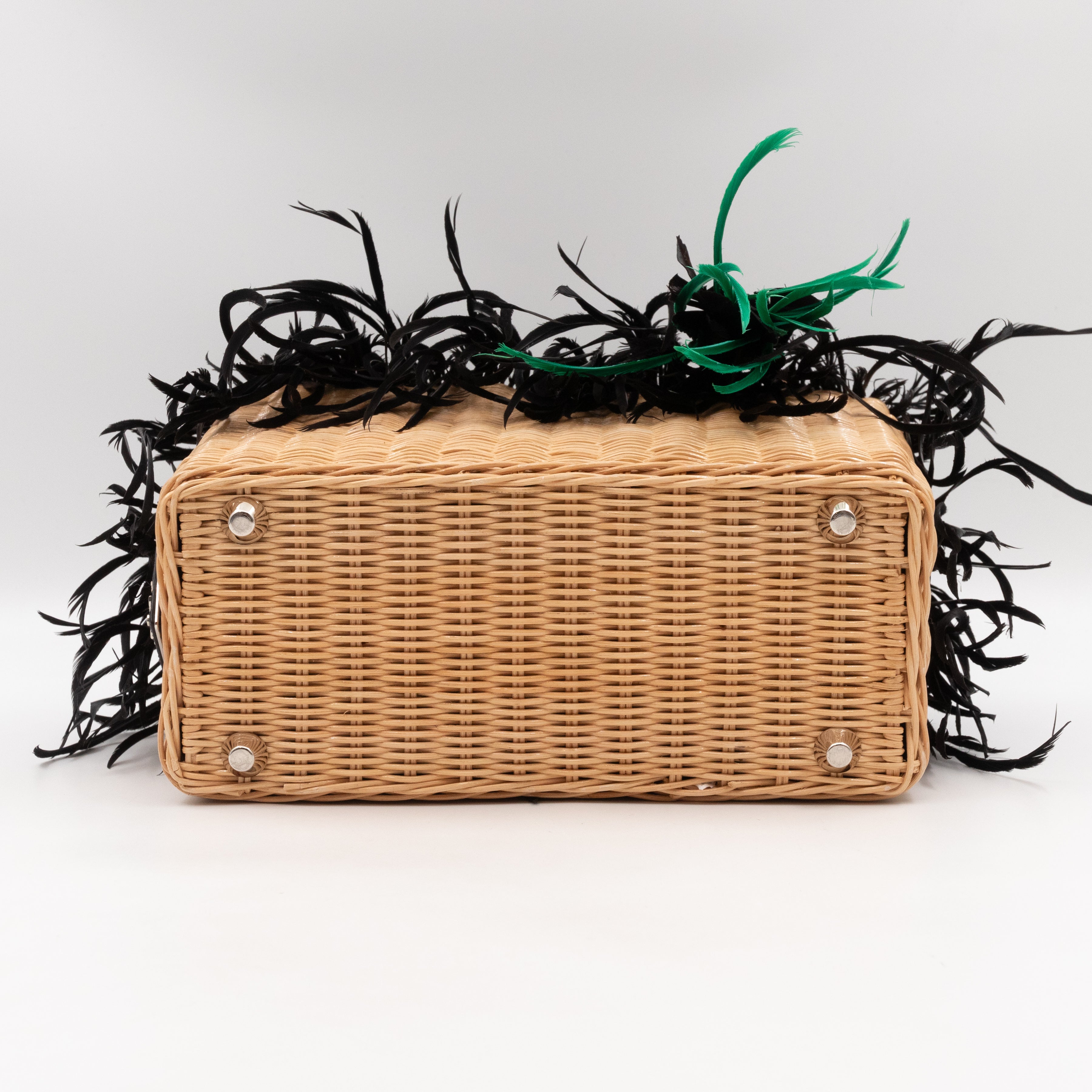 Convertible Fringe Basket Bag Small Natural Wicker Woven Straw