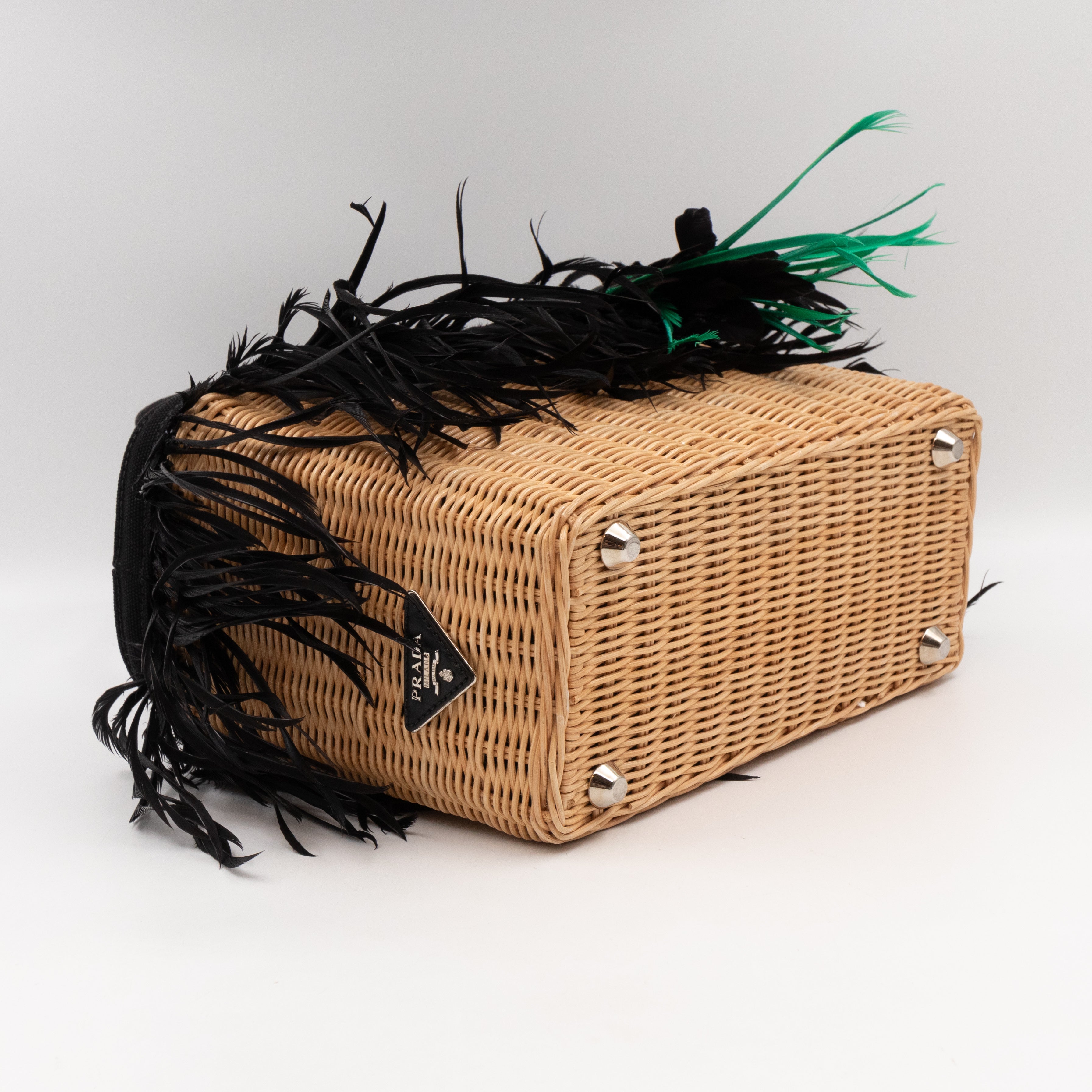 Convertible Fringe Basket Bag Small Natural Wicker Woven Straw