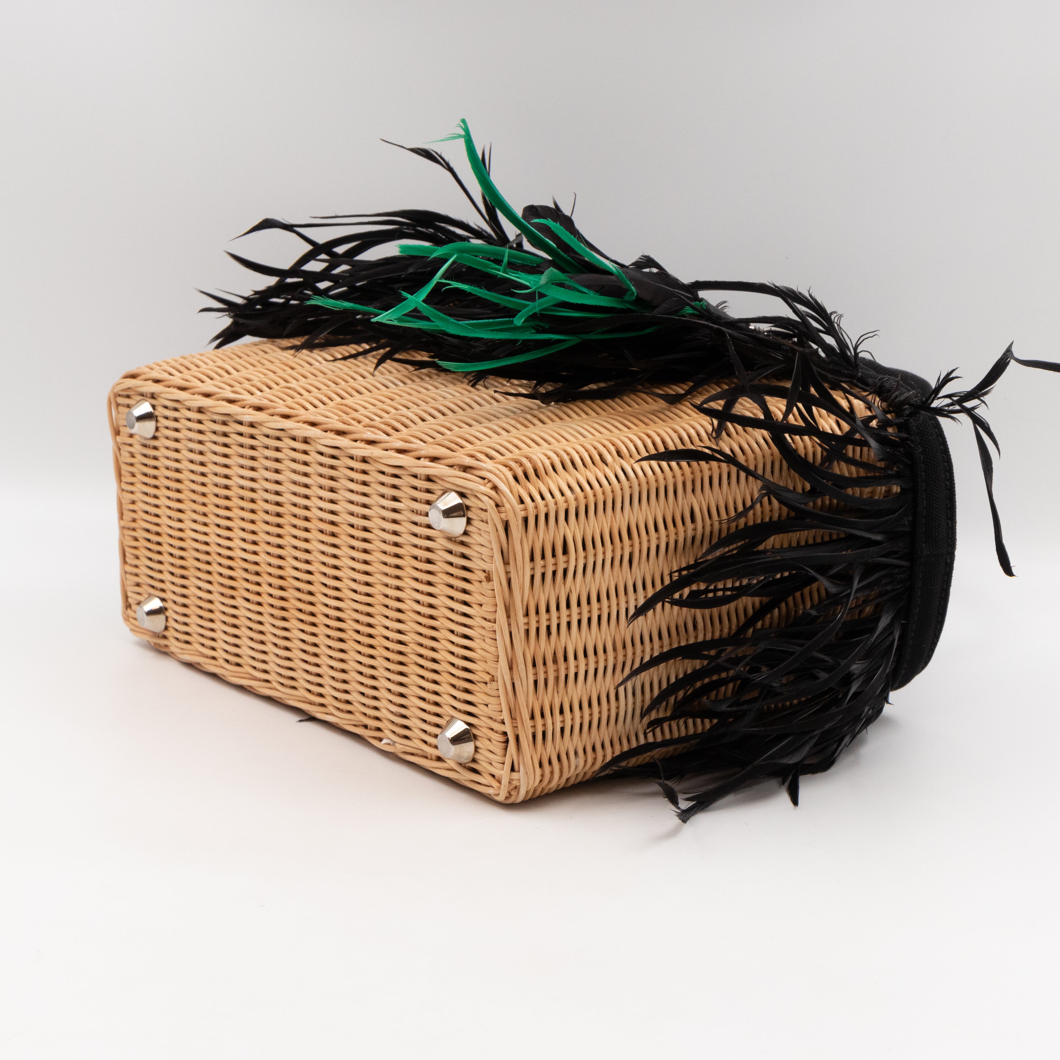 Convertible Fringe Basket Bag Small Natural Wicker Woven Straw