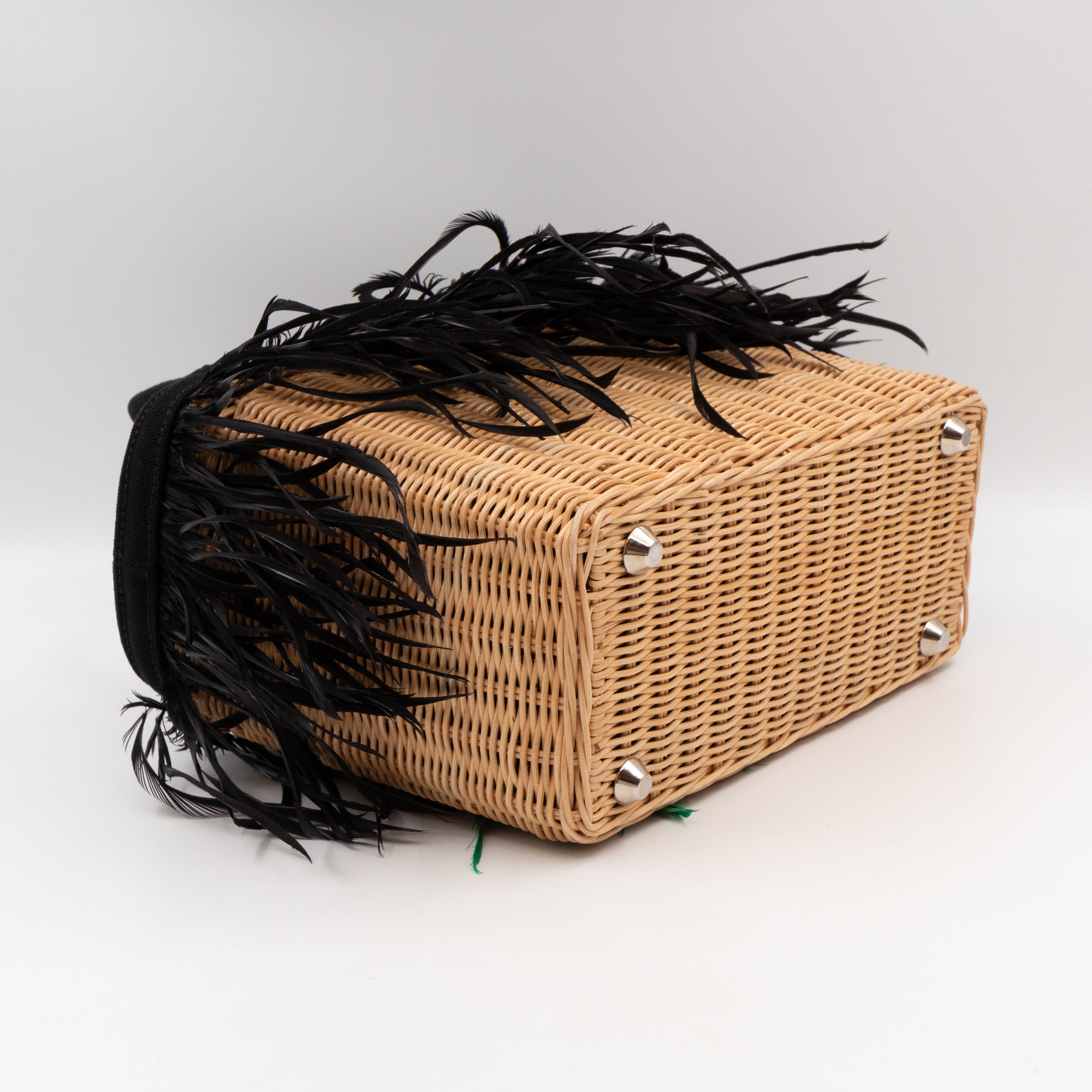 Convertible Fringe Basket Bag Small Natural Wicker Woven Straw