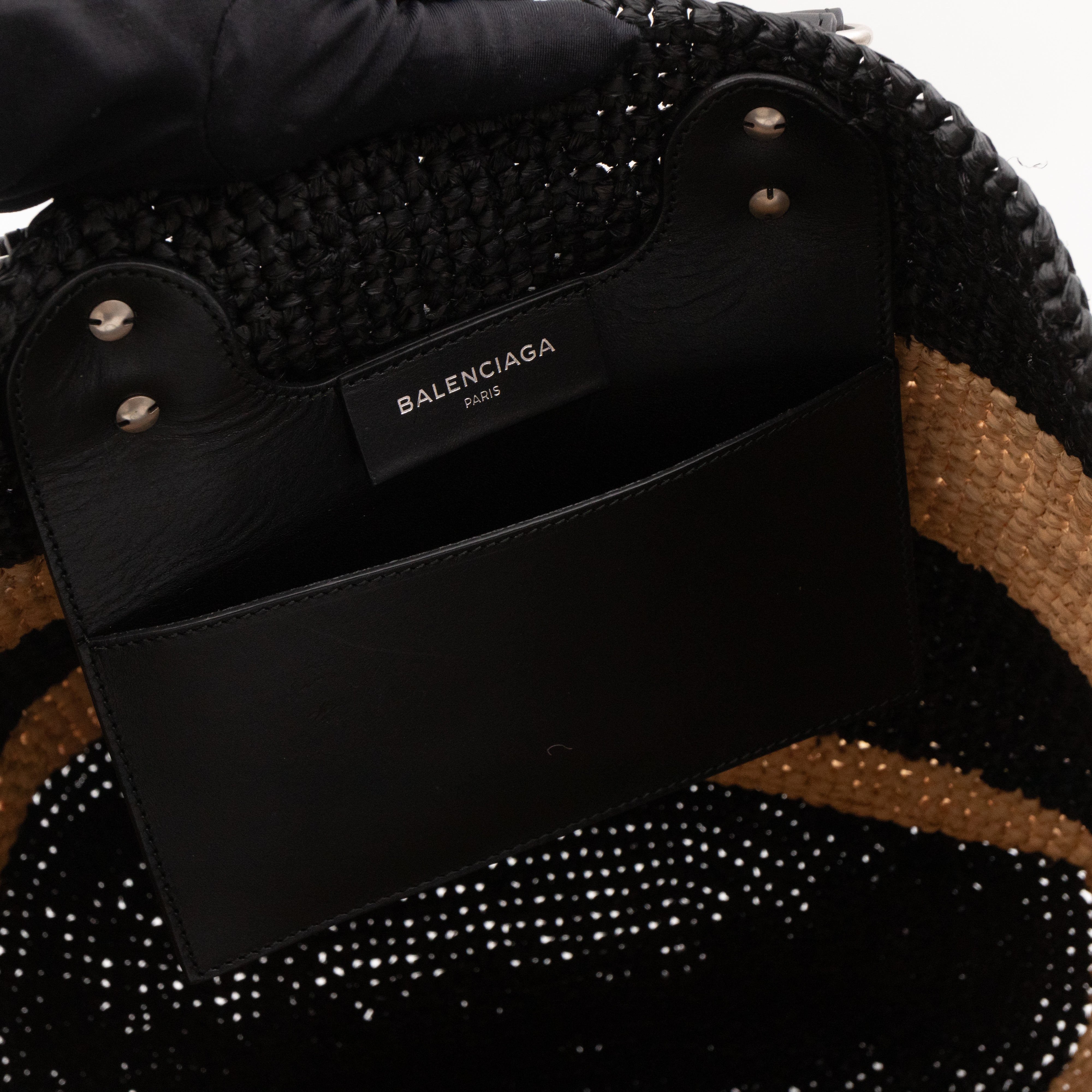 Panier Large Tote Bag Natural & Black Woven Raffia