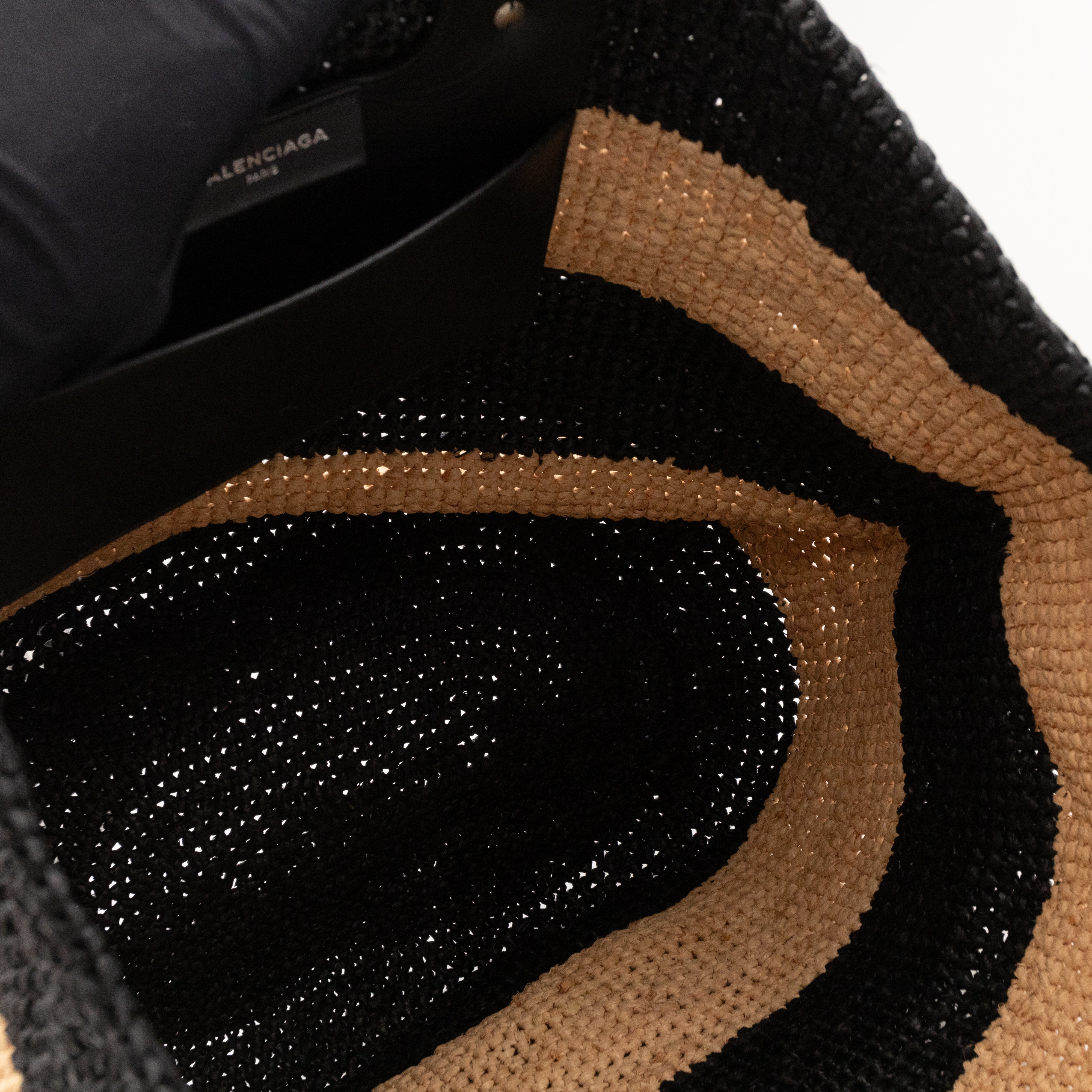 Panier Large Tote Bag Natural & Black Woven Raffia