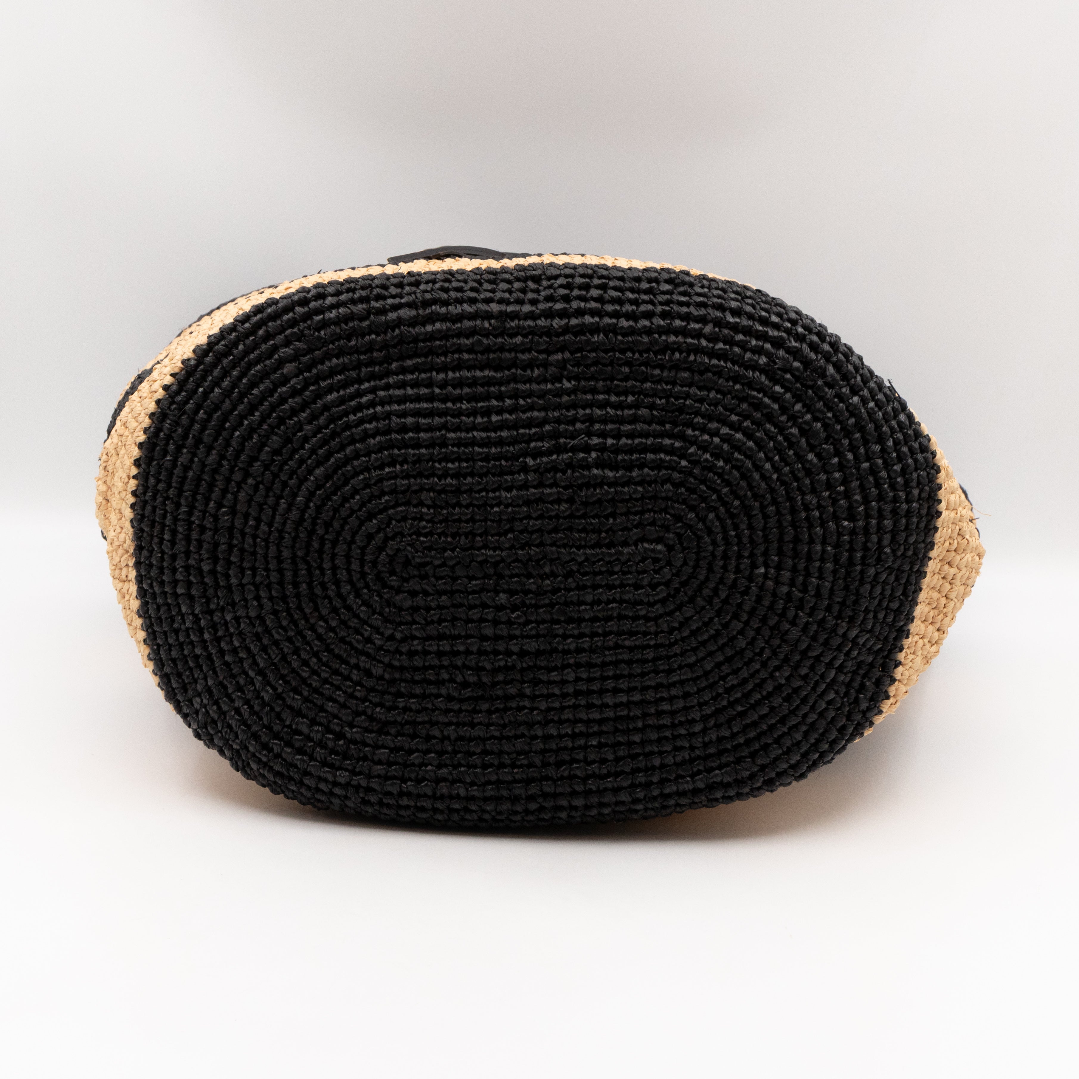 Panier Large Tote Bag Natural & Black Woven Raffia