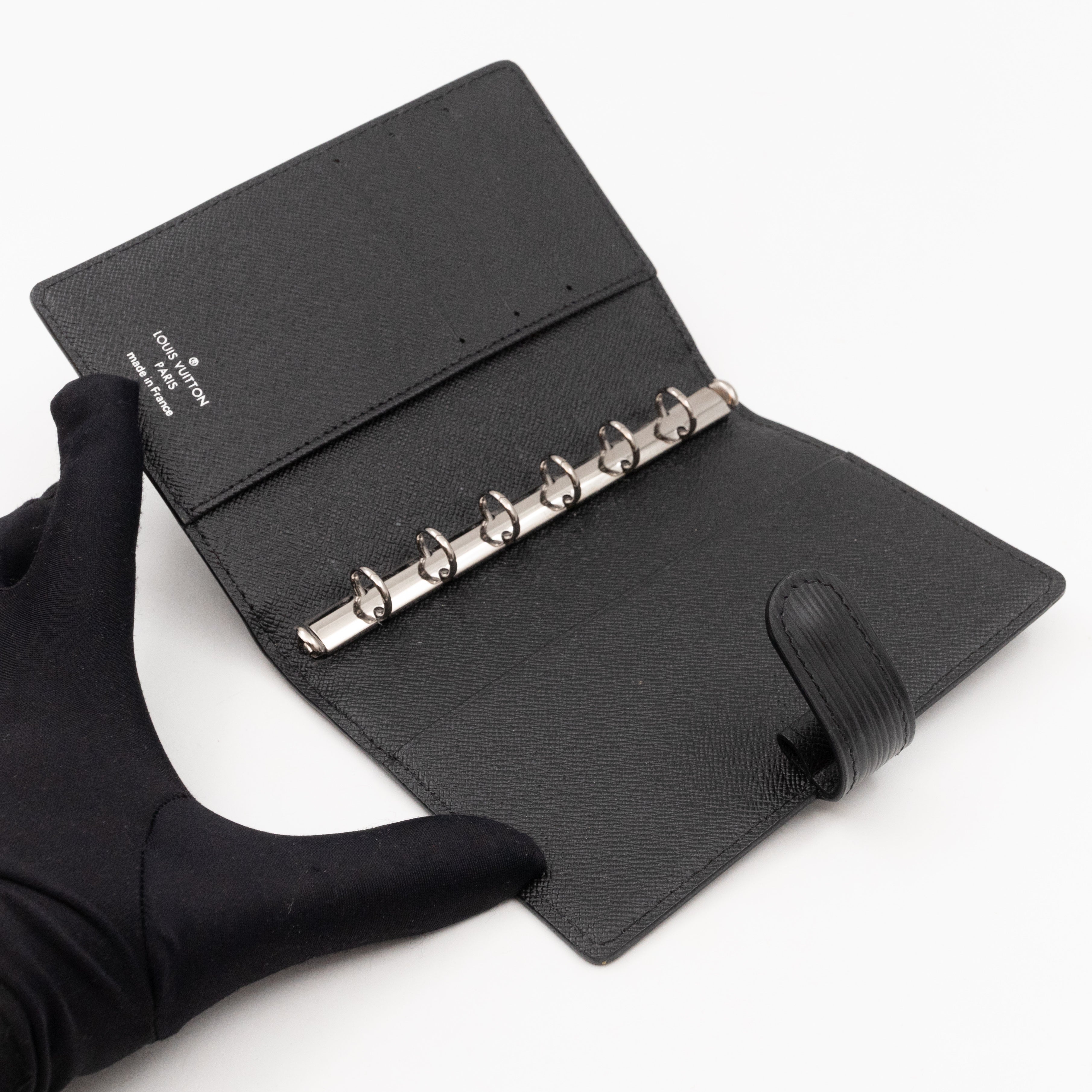 Small Ring Agenda Cover Black Epi