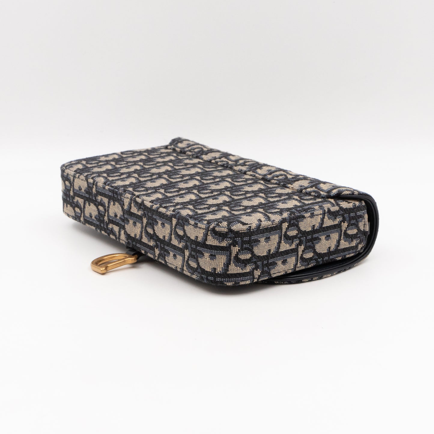 Saddle Pouch with Chain Blue Dior Oblique Jacquard