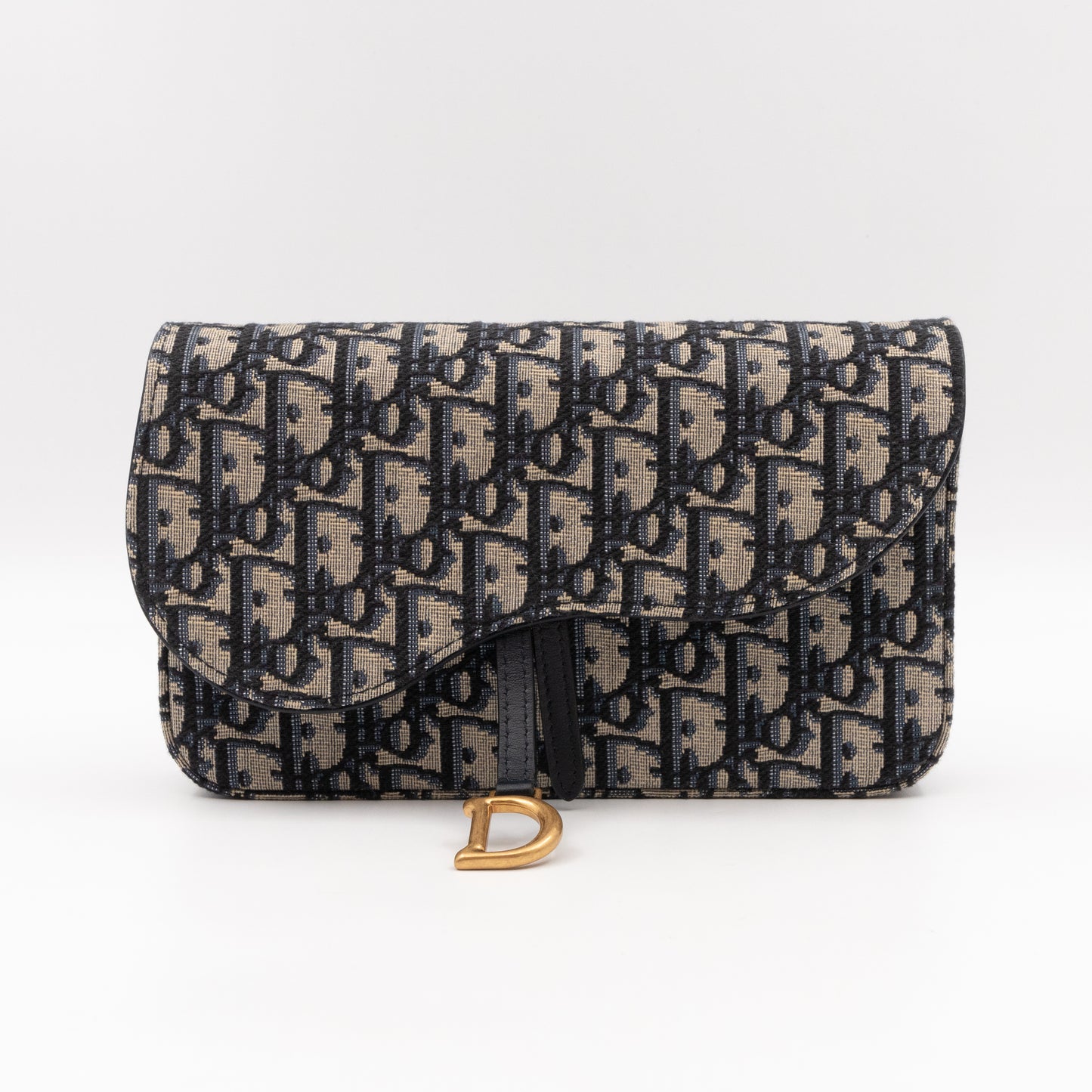 Saddle Pouch with Chain Blue Dior Oblique Jacquard