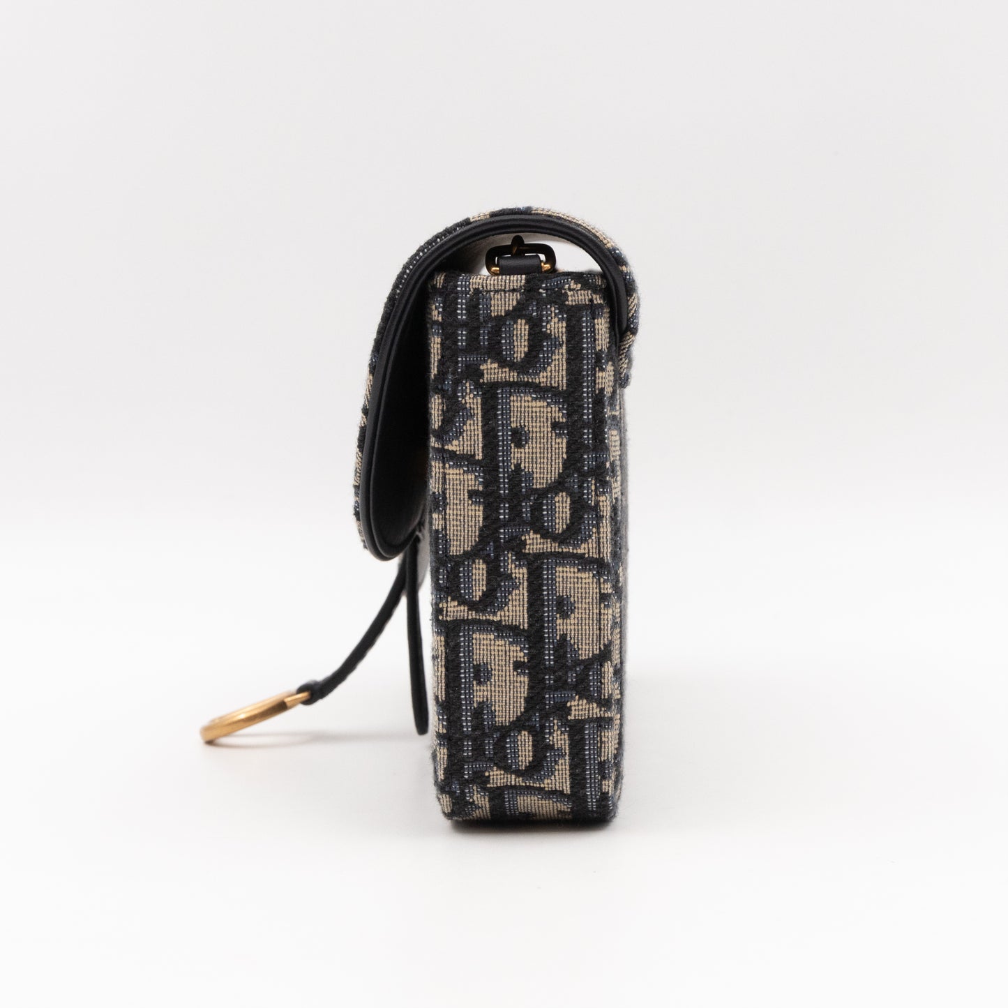 Saddle Pouch with Chain Blue Dior Oblique Jacquard