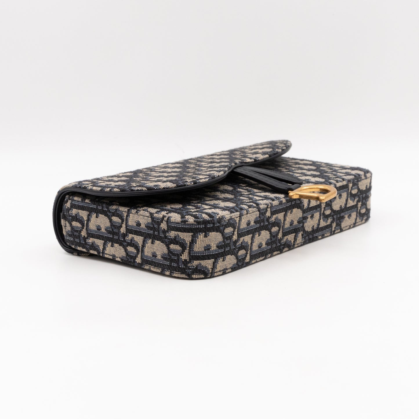 Saddle Pouch with Chain Blue Dior Oblique Jacquard